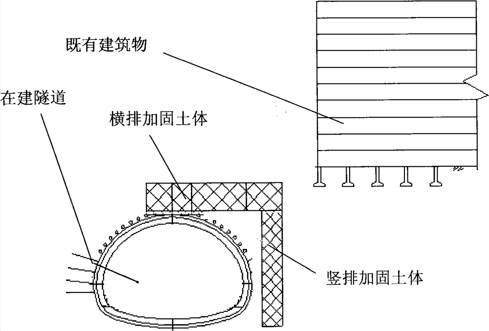 Tunnel construction method capable of protecting existing building