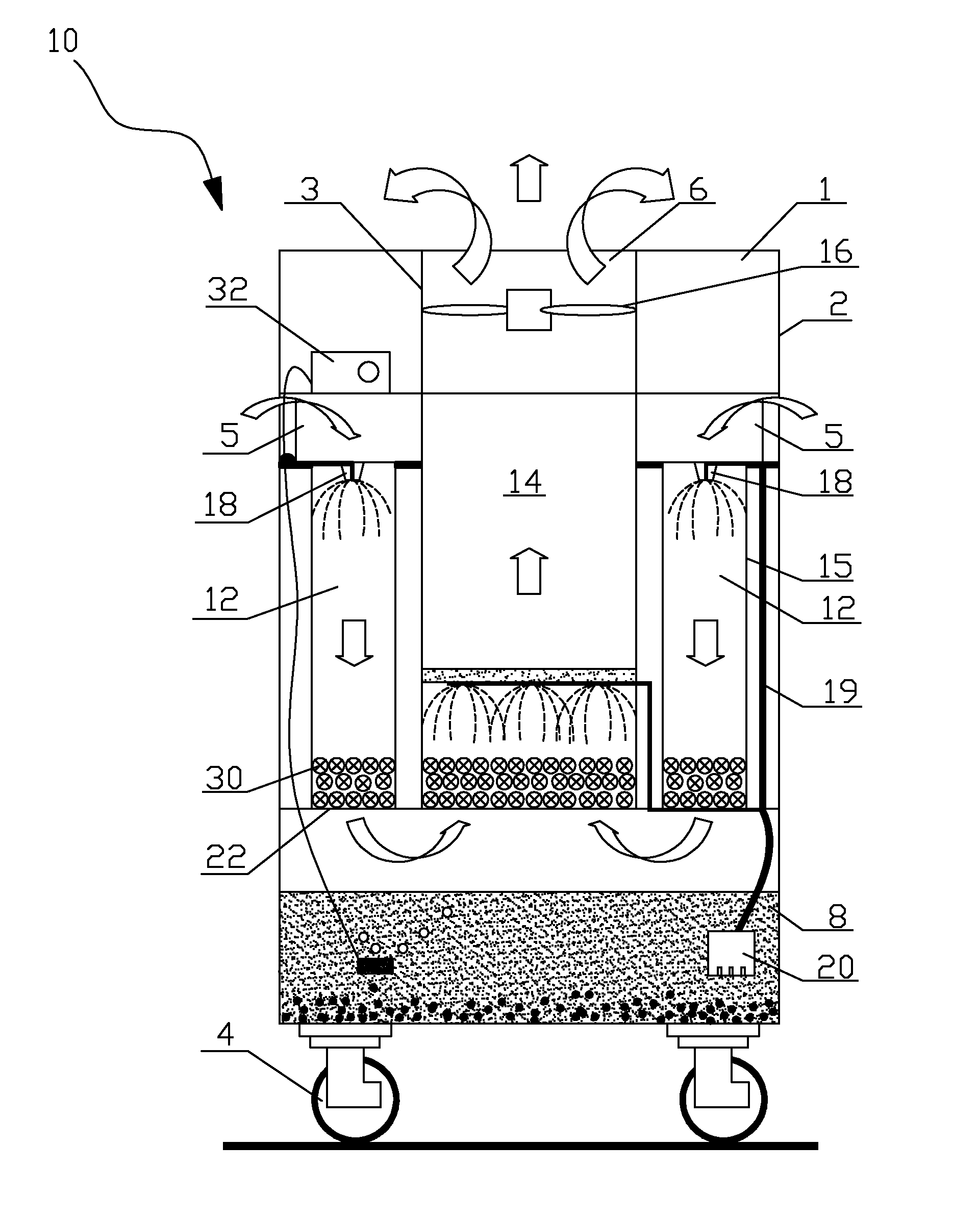 Dust arrester and method for removing dust particles from air