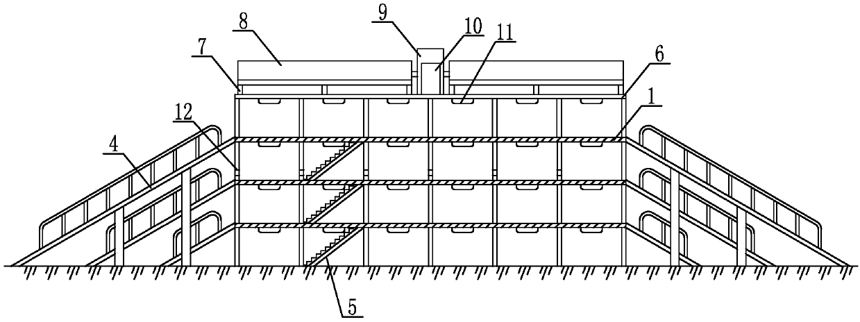 Agricultural machinery whole machine product temporary storing device