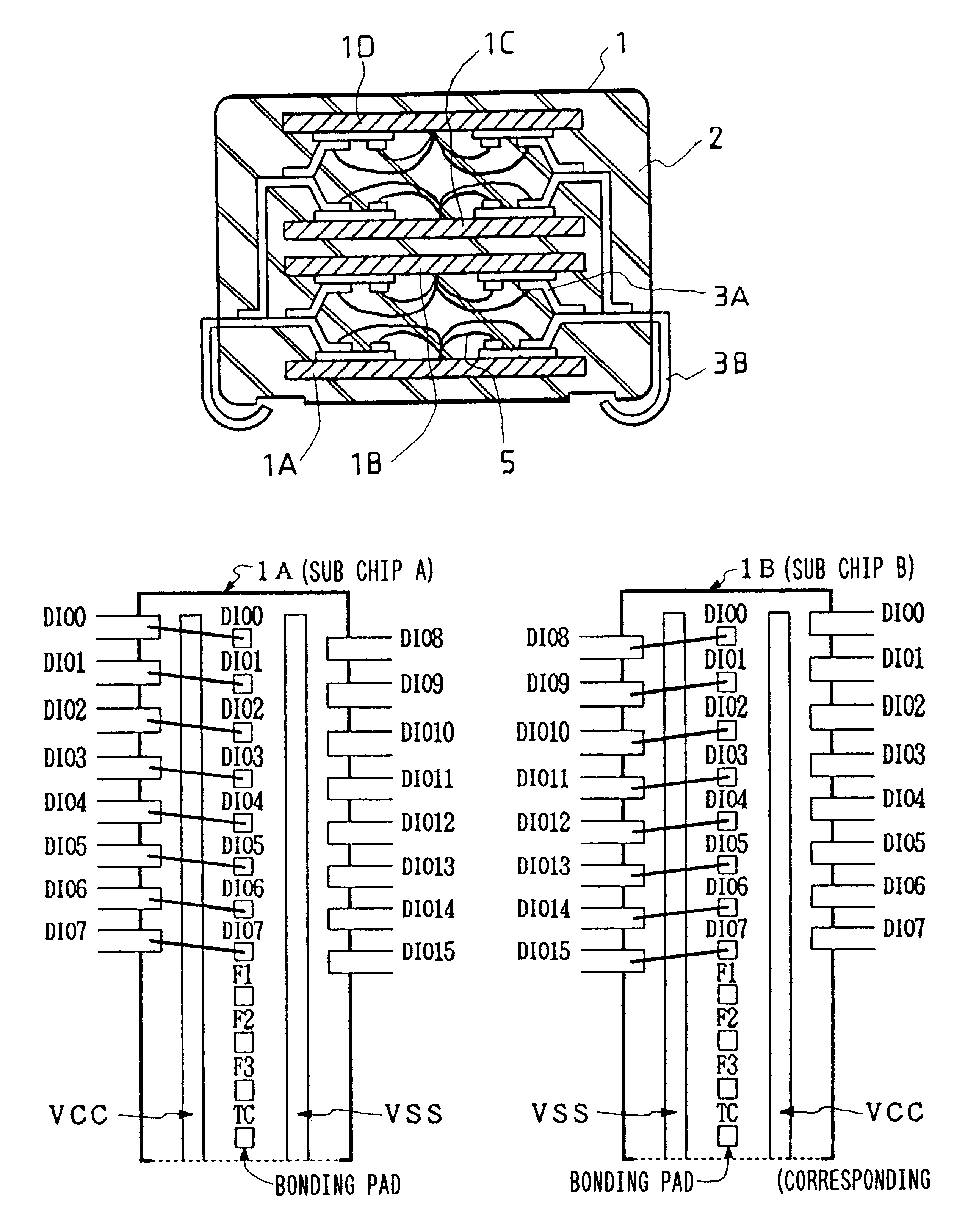 Sealed stacked arrangement of semiconductor devices