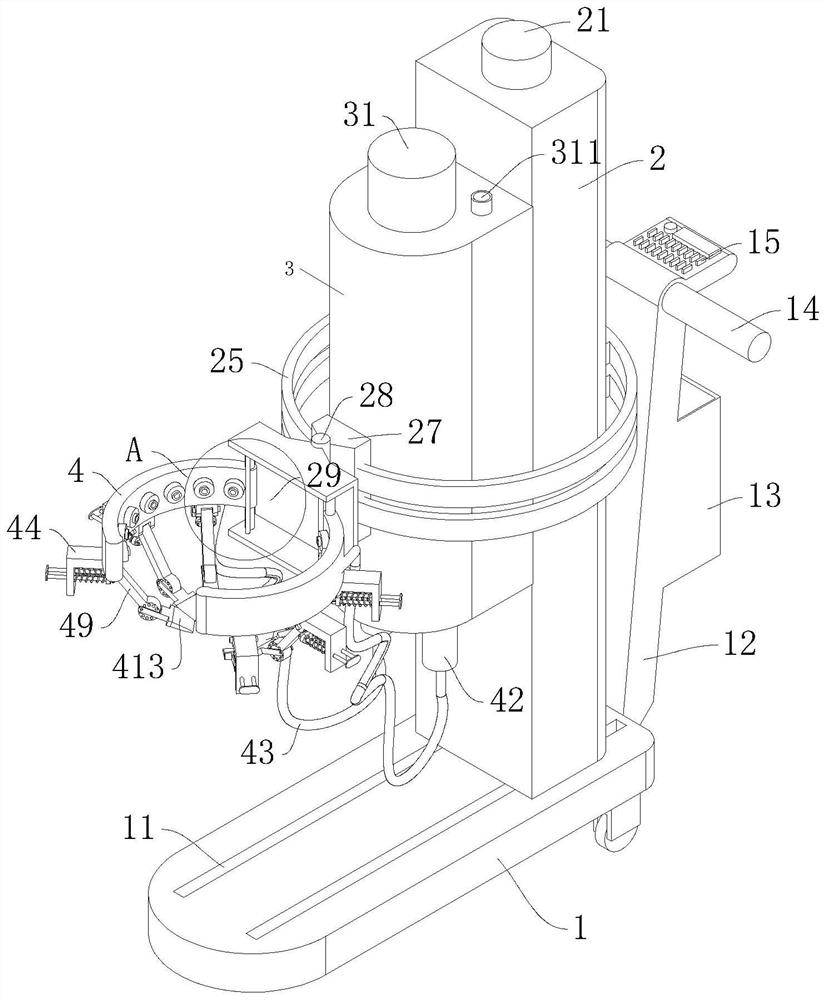 Automatic lifting type tree whitewashing device facilitating tree whitewashing