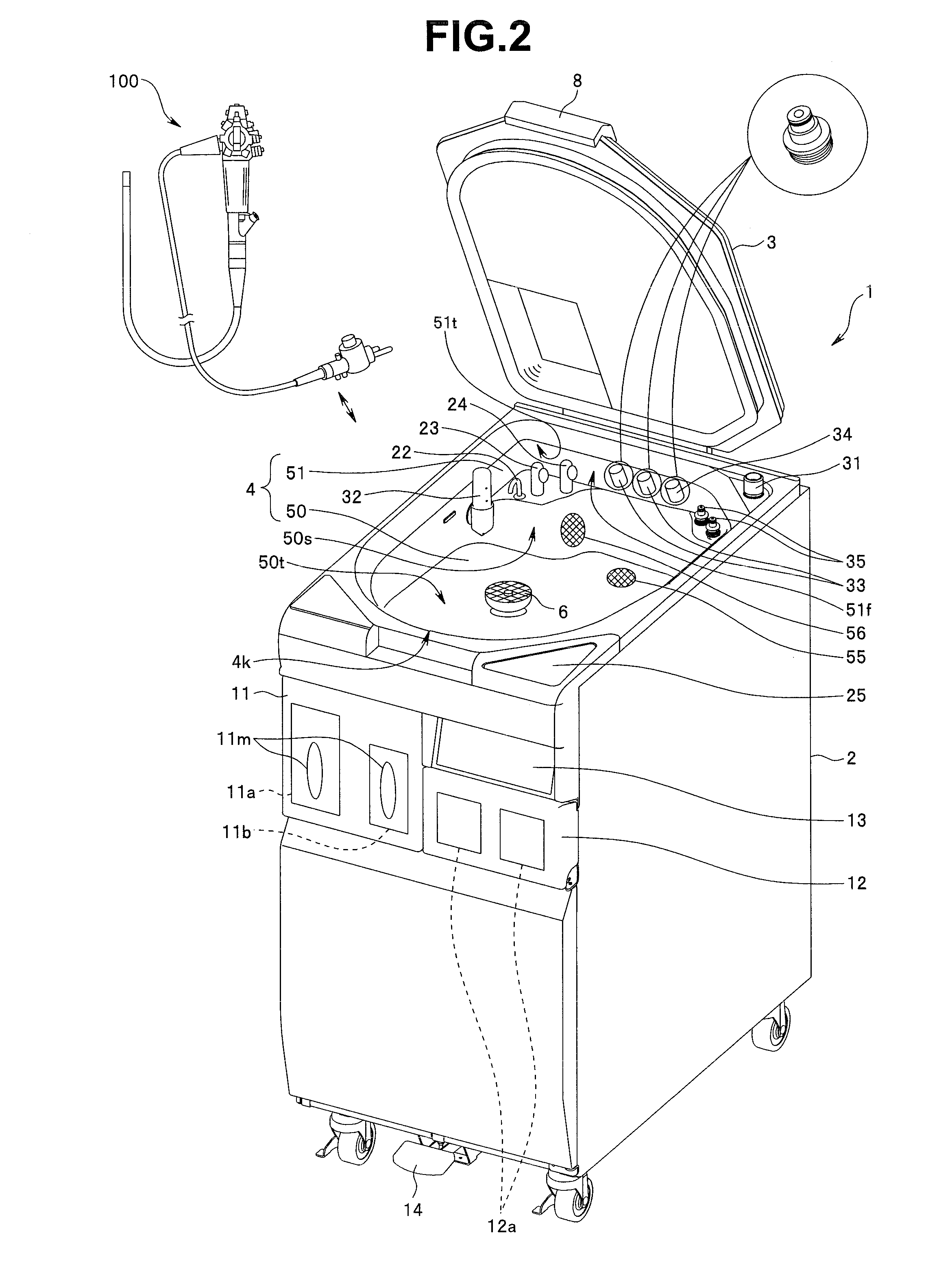 Endoscope washing and disinfecting apparatus and liquid supply mouthpiece