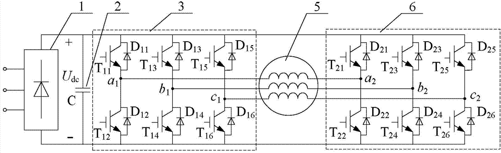 Zero-sequence current suppression method of open type permanent magnet synchronous motor with double-inverter power supply