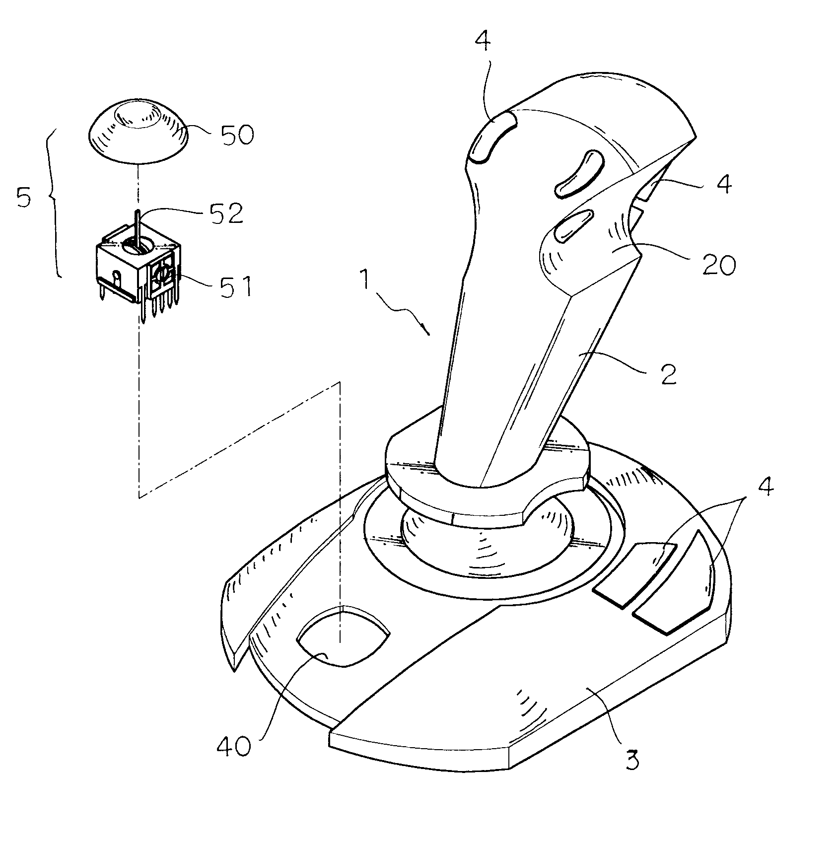 Joystick capable of controlling direction rudder and accelerator synchronously