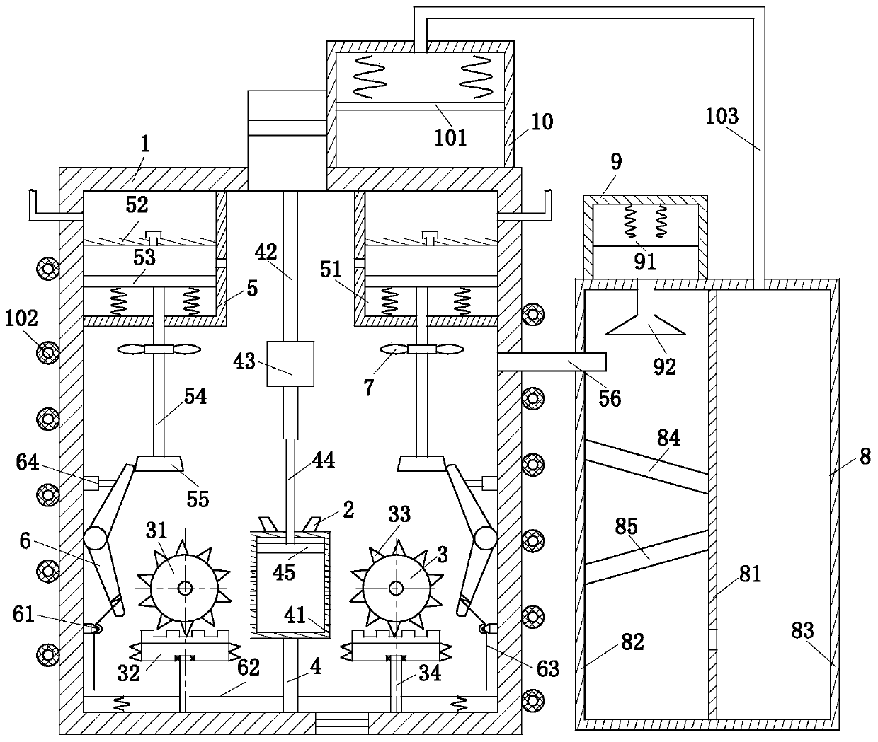 A waste incineration treatment device