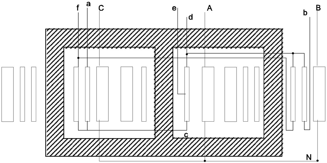 Balancing transformer based on reverse-A wiring and power supply method thereof