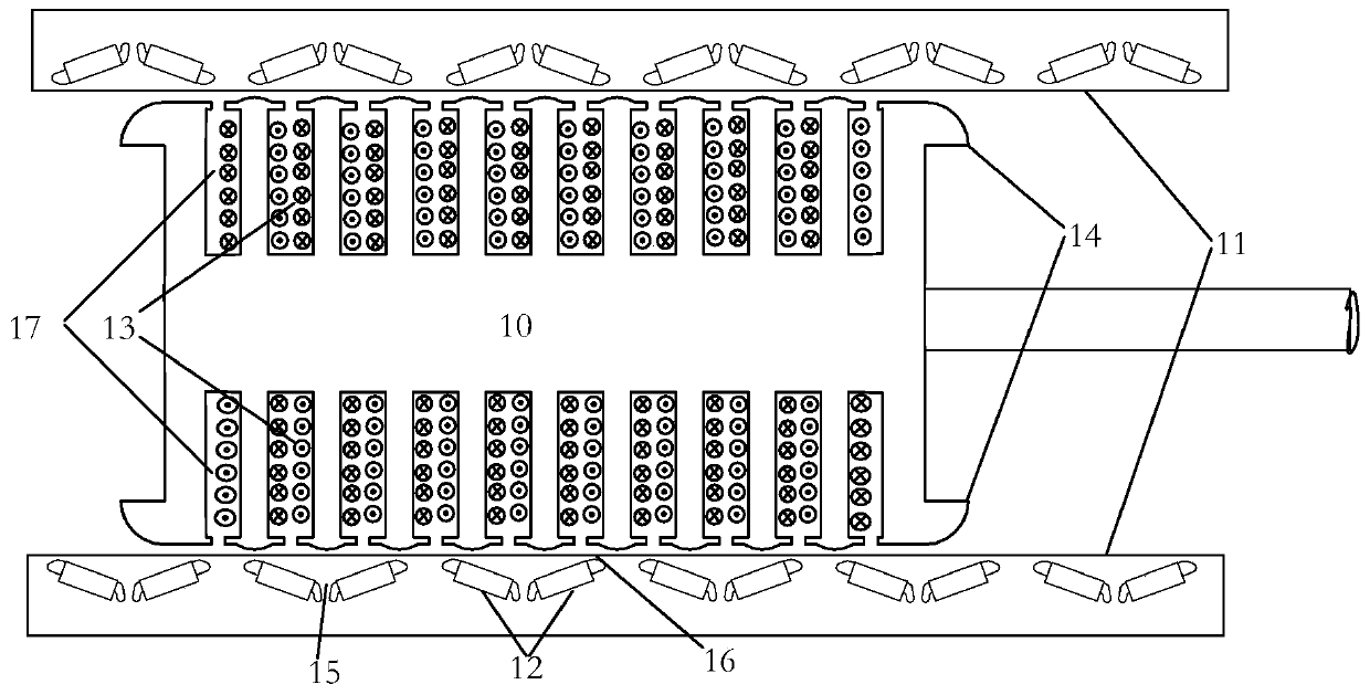 A bilateral built-in V-shaped permanent magnet linear generator, a submarine wave energy generating device and a control method