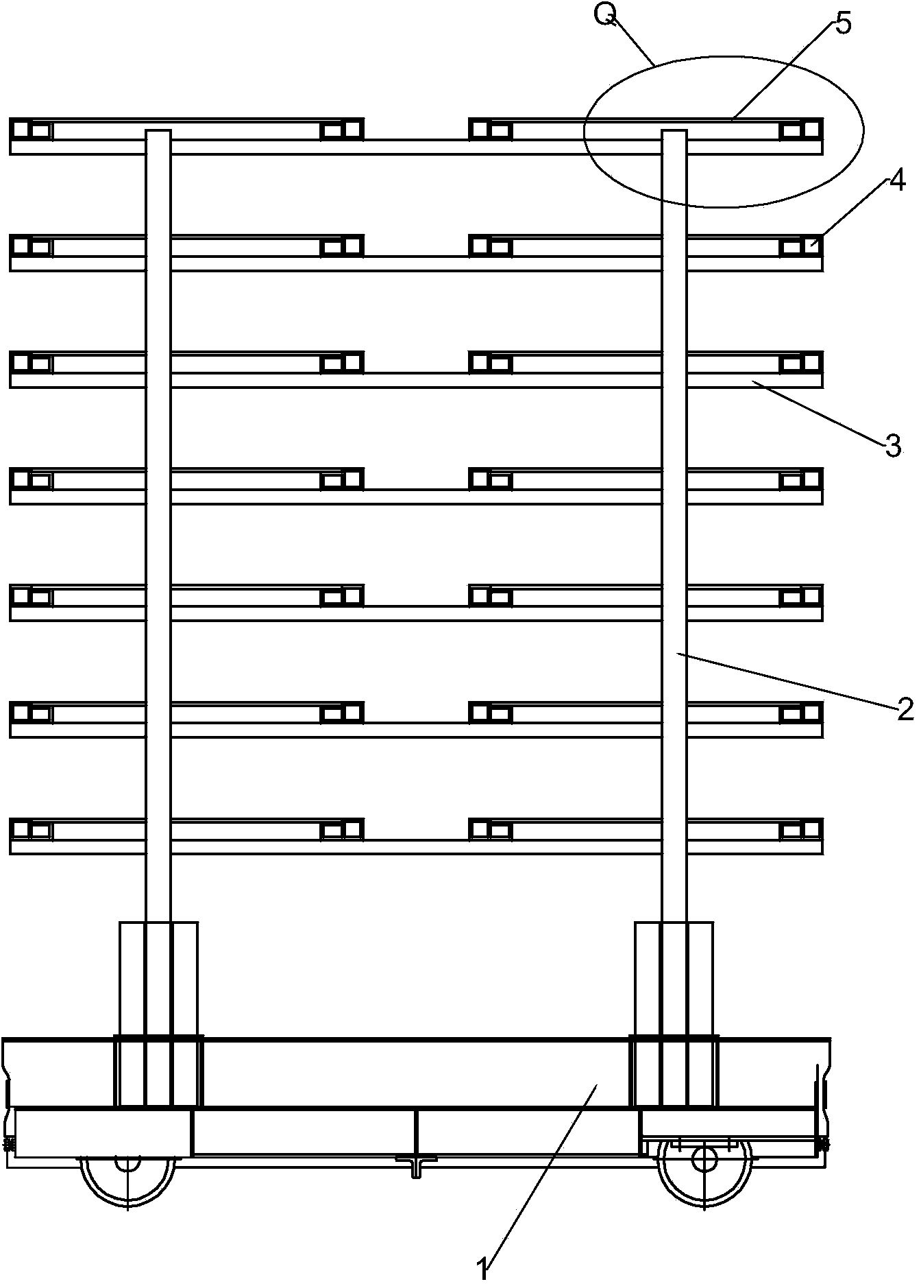 Kiln furniture (kiln car) used for firing of ceramic counter basin frame structures