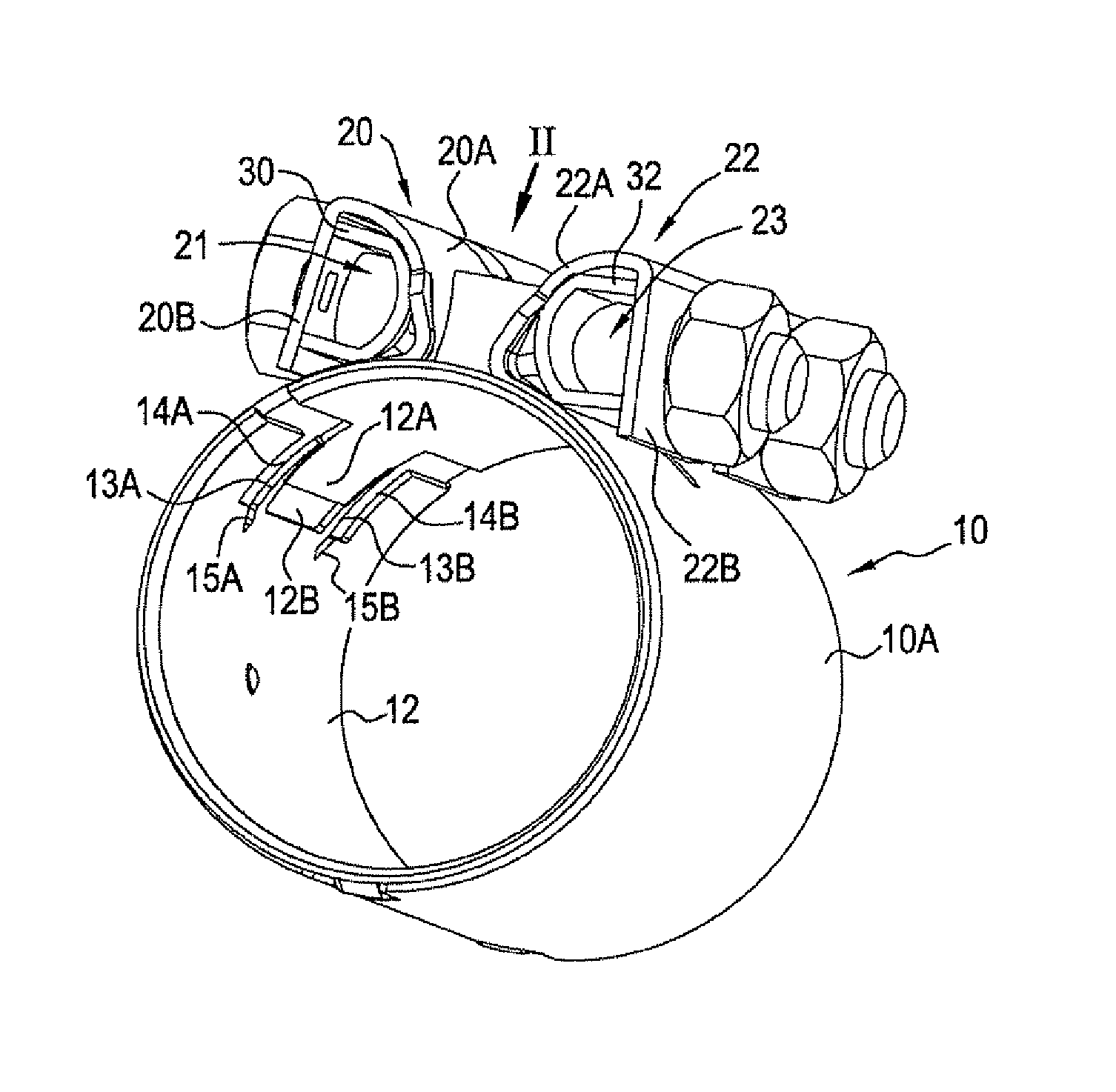 Clamping device with reinforced clamping lugs