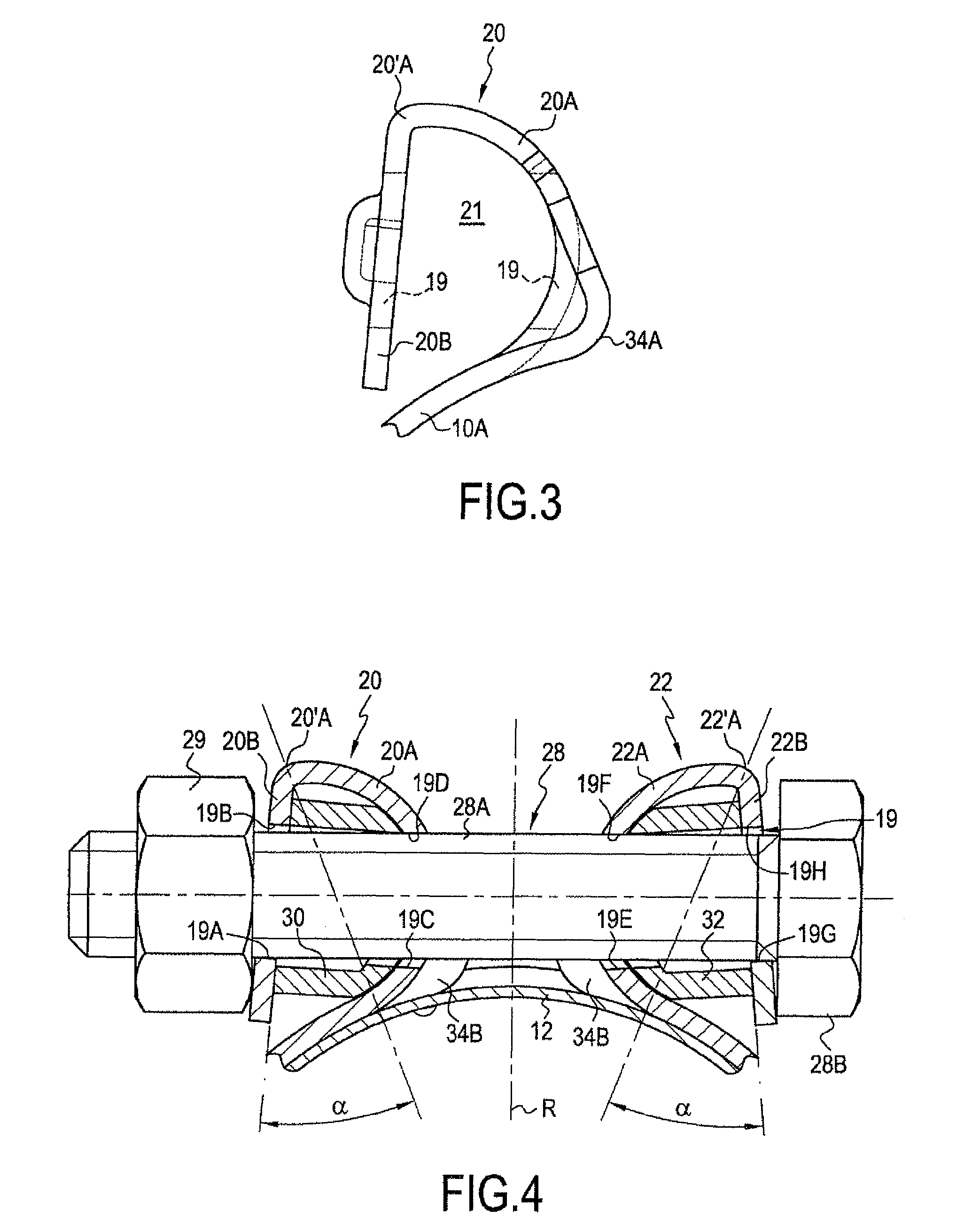 Clamping device with reinforced clamping lugs