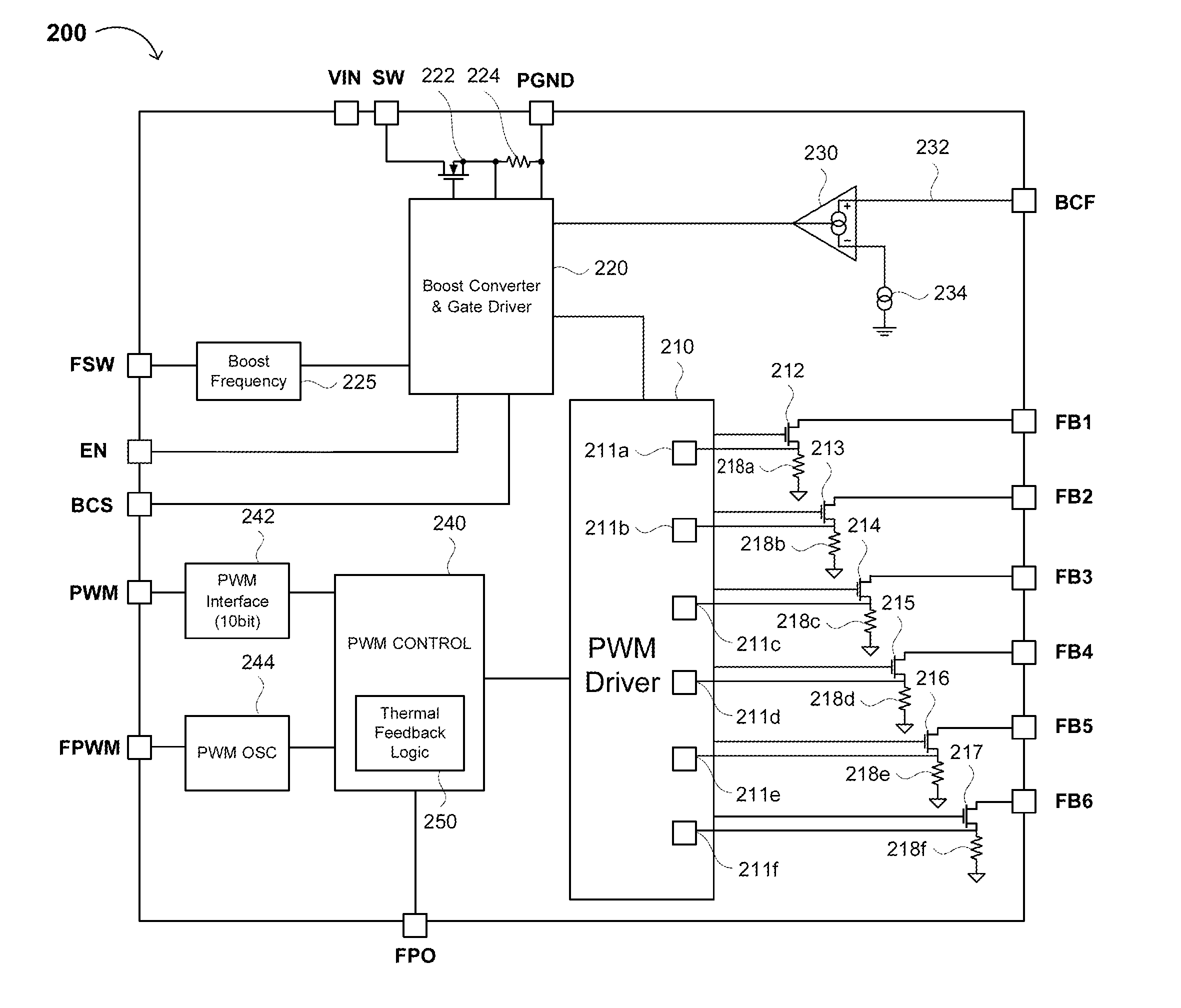 Thermally controlled driver/switching regulator, and methods of controlling and/or regulating a driver and/or switching regulator