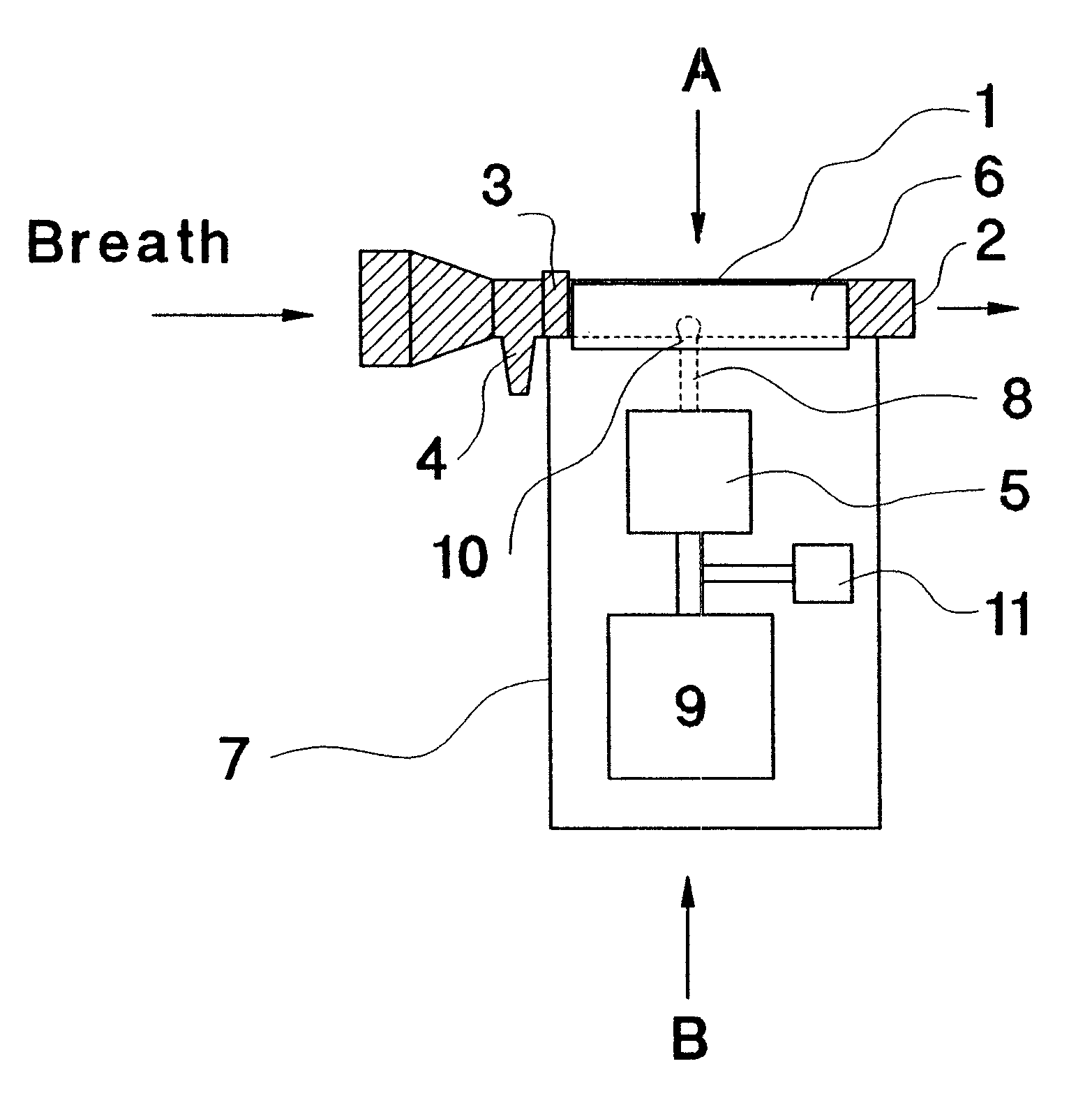 Breath alcohol measuring device with improved mouthpiece