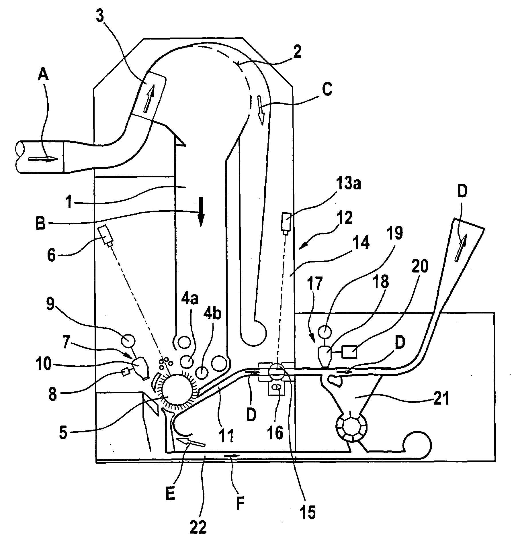 Apparatus in spinning preparation for separating foreign objects at conveying equipment for fibre material