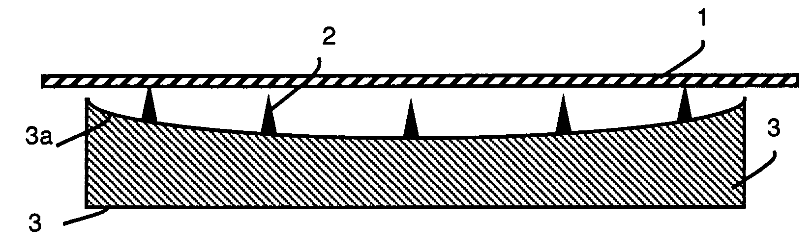 Device for Recording Data Comprising Mirodots With Free Ends Forming a Convex Surface and Method for the Production Thereof