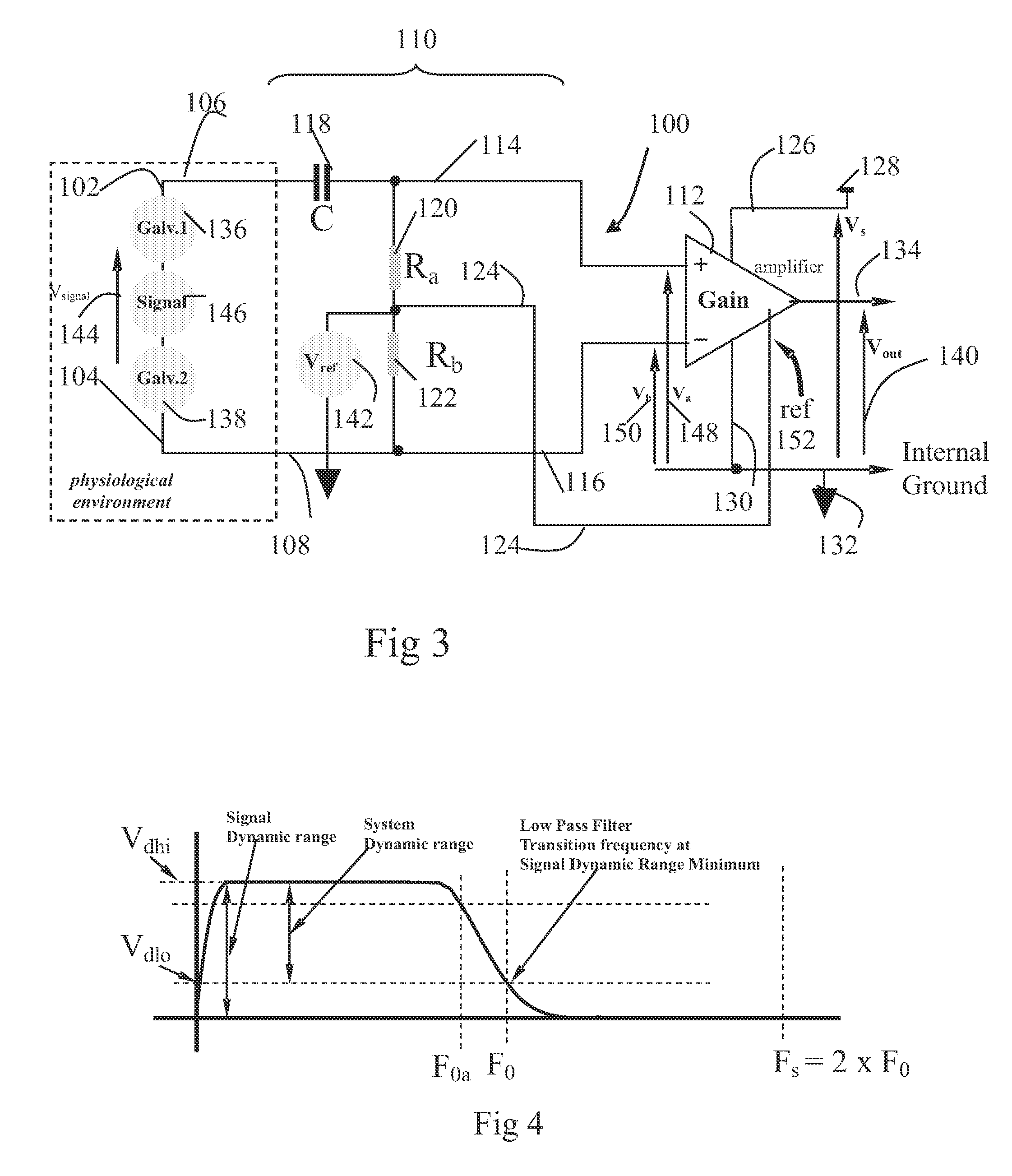 Signal sensing in an implanted apparatus with an internal reference
