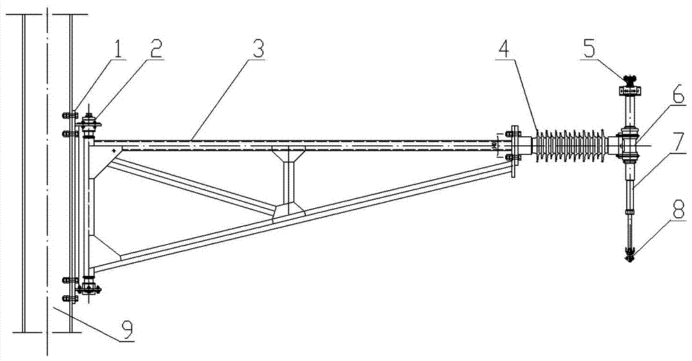 Electrified railway cantilever supporting device