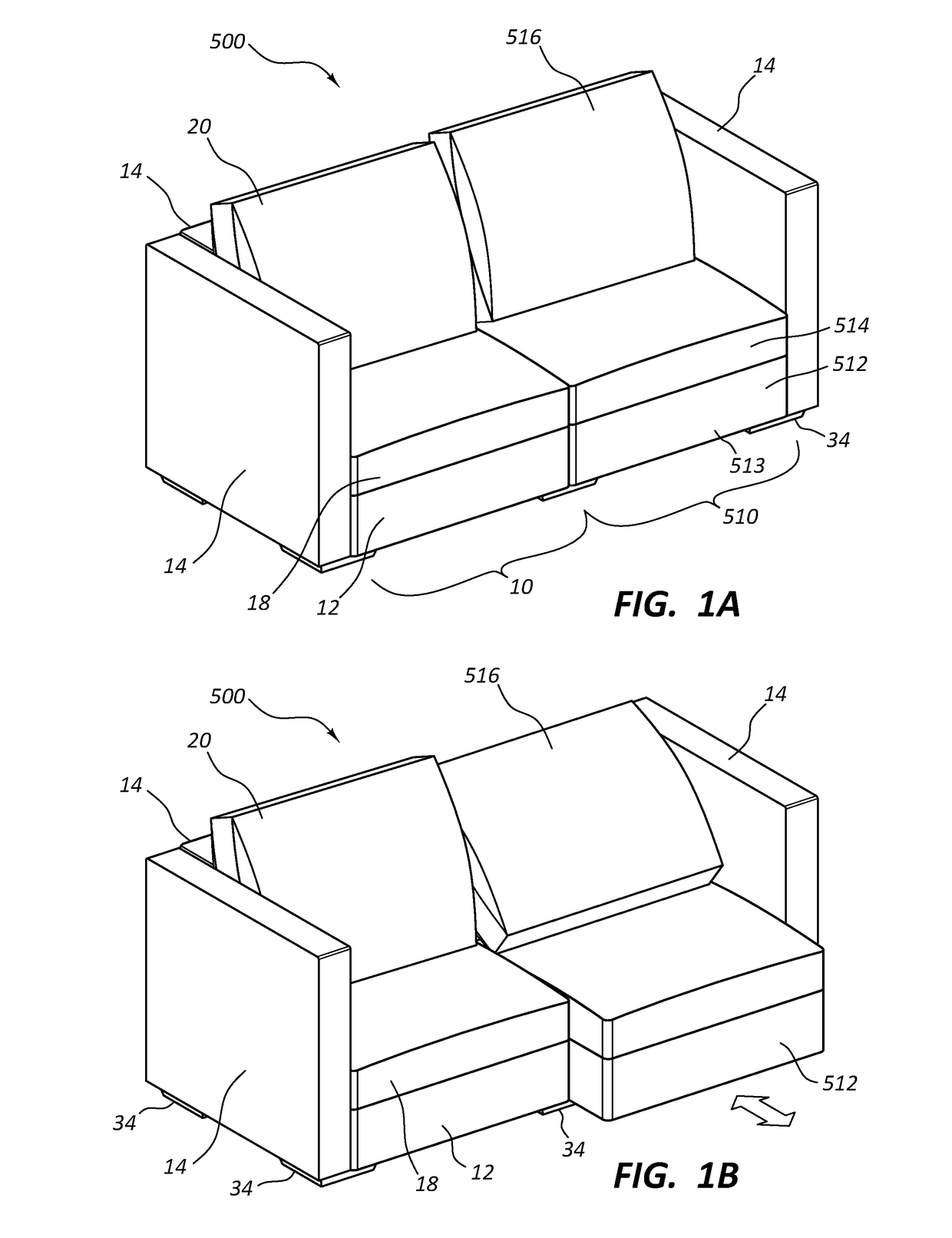 Furniture system with recliner assembly