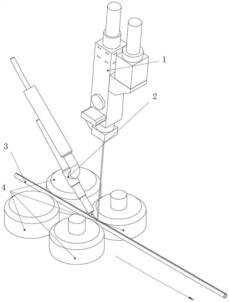 Efficient welding method and device for arc-assisted laser thin-walled welding titanium pipe