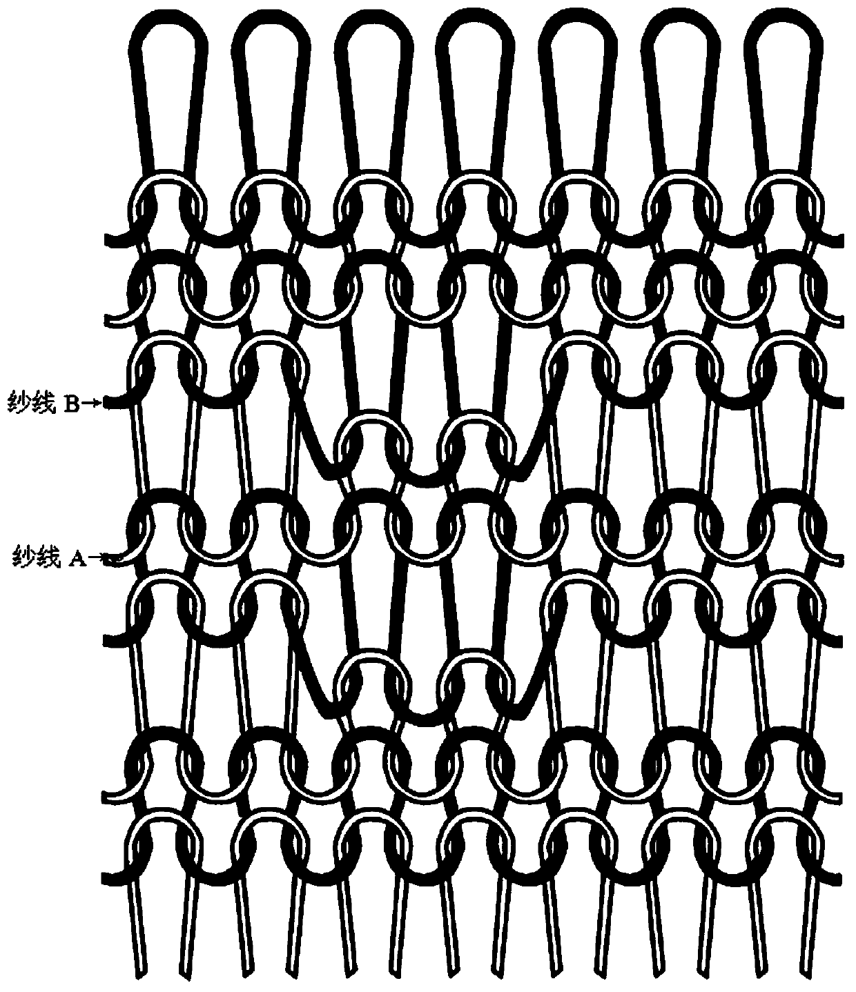 Whole-garment moire pattern stitch structure and knitting method thereof