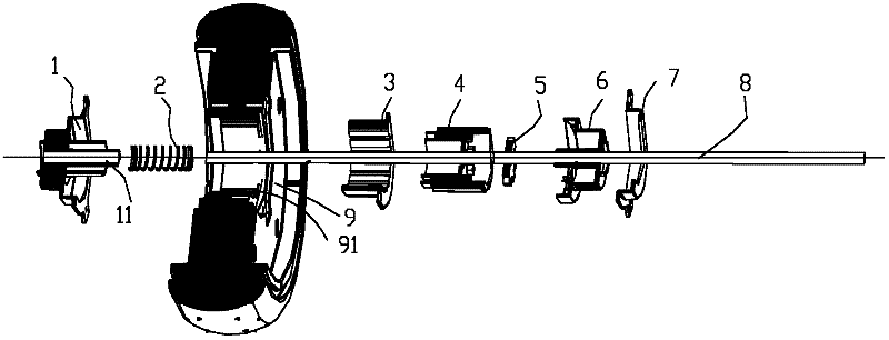 Wheel freewheel mechanism and three-wheel baby carriage adopting same