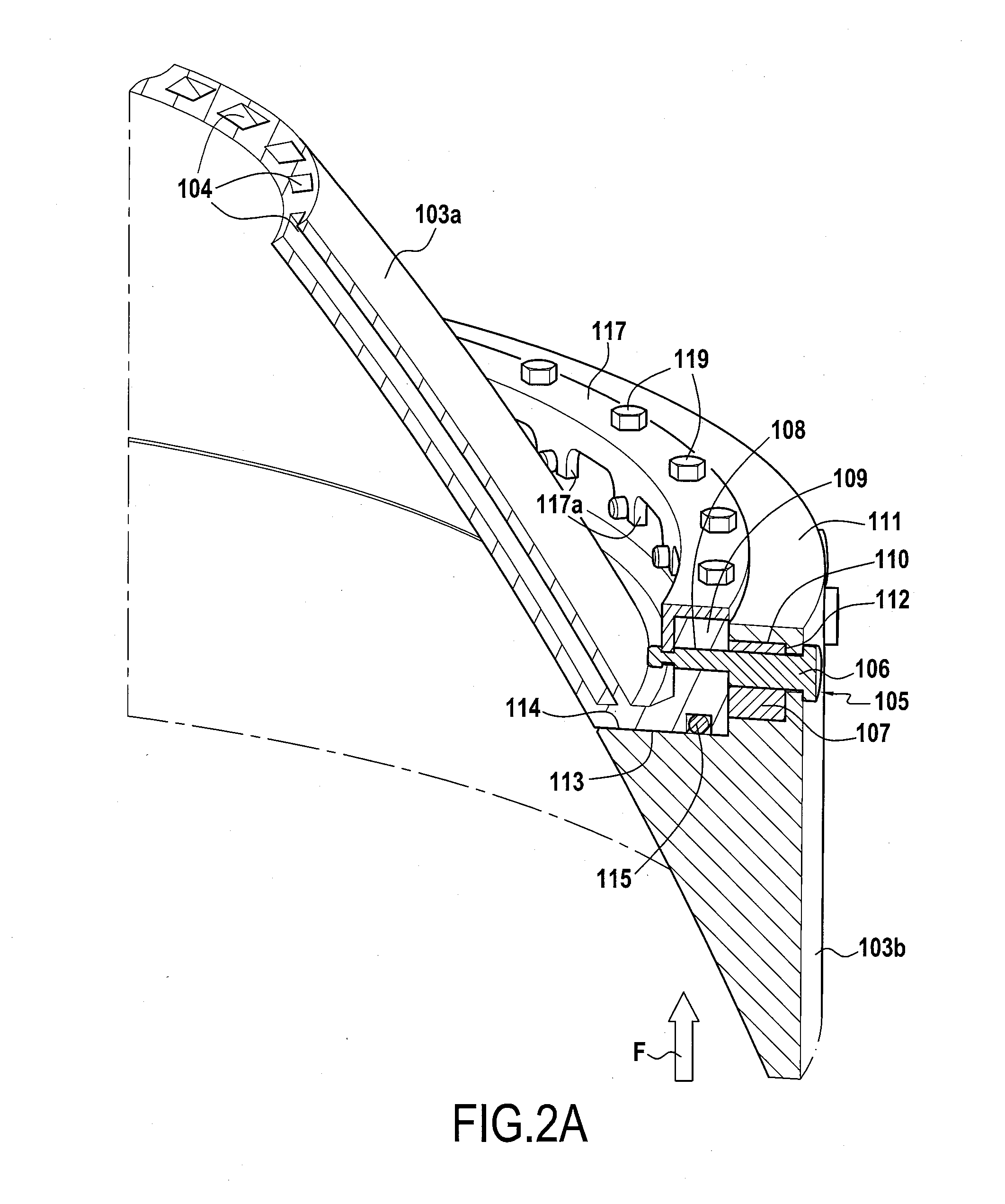 Device for connecting two segments of a propelling nozzle