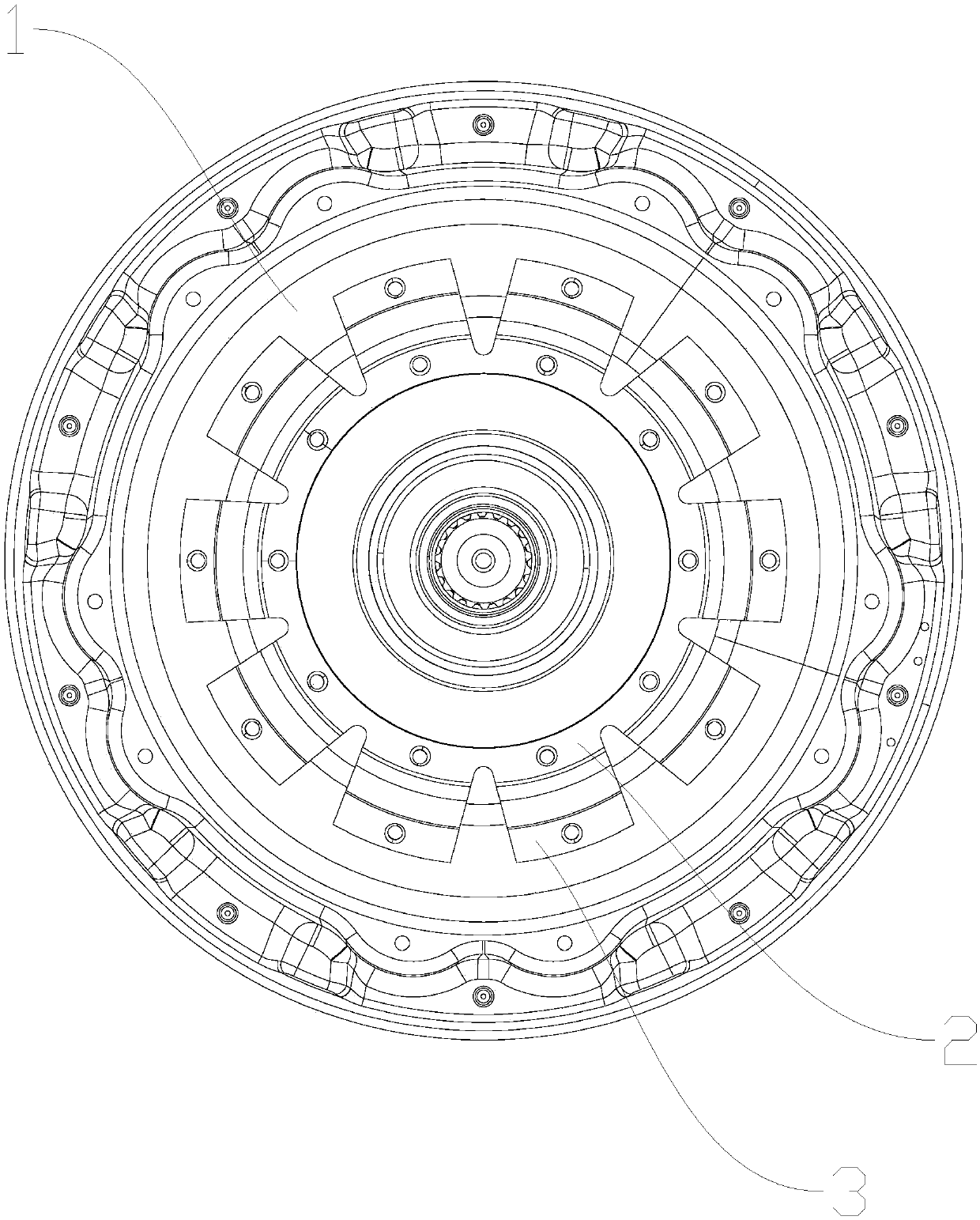 Direct drive motor for clothing treatment device and clothing treatment device