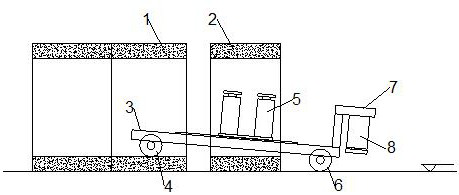 Single-bin prefabricated pipe gallery assembling vehicle and pipe gallery mounting method