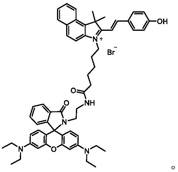 A kind of pH-sensitive ratio type semicyanine-rhodamine dye and preparation method thereof