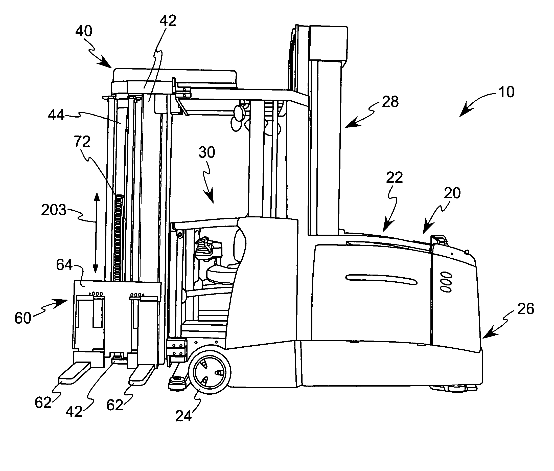 Electronically controlled valve for a materials handling vehicle
