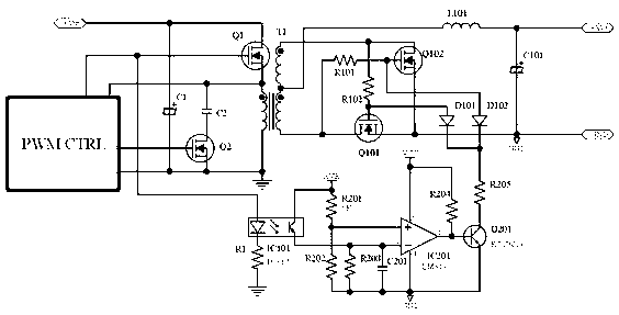 Active clamping forward-and-flyback circuit capable of starting or stopping synchronous rectification