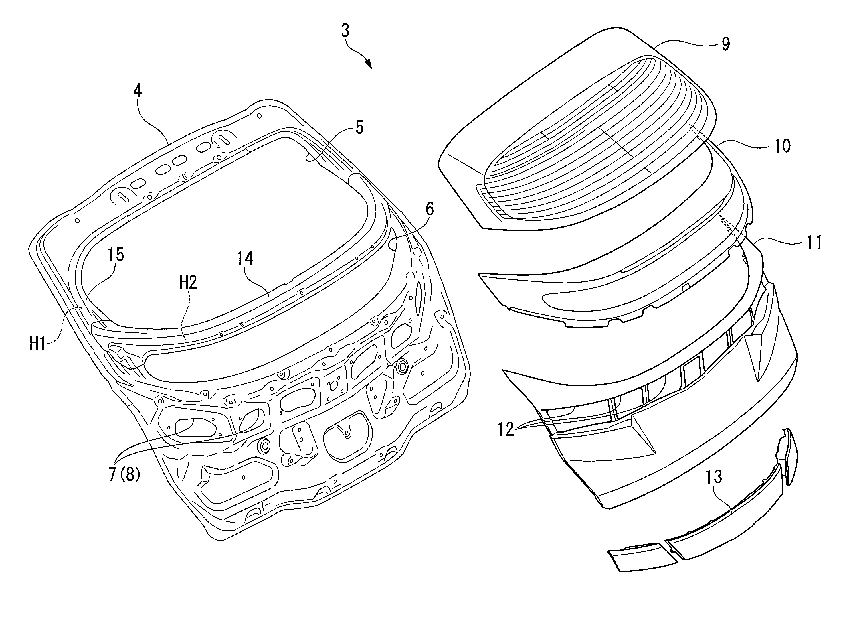 Vehicle rear door and method of assembling same