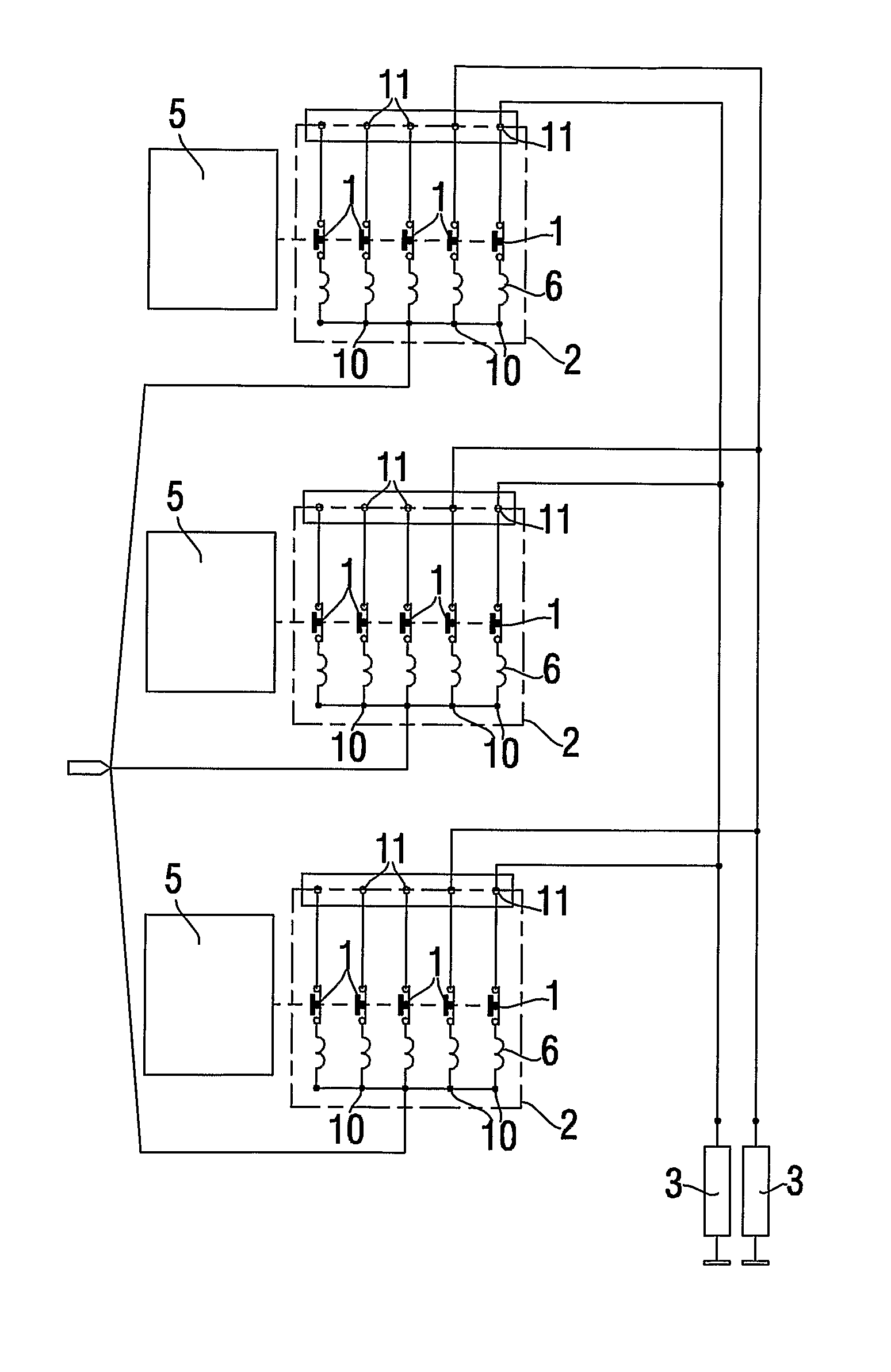 Segmental electronic circuit breaker and installation comprising same