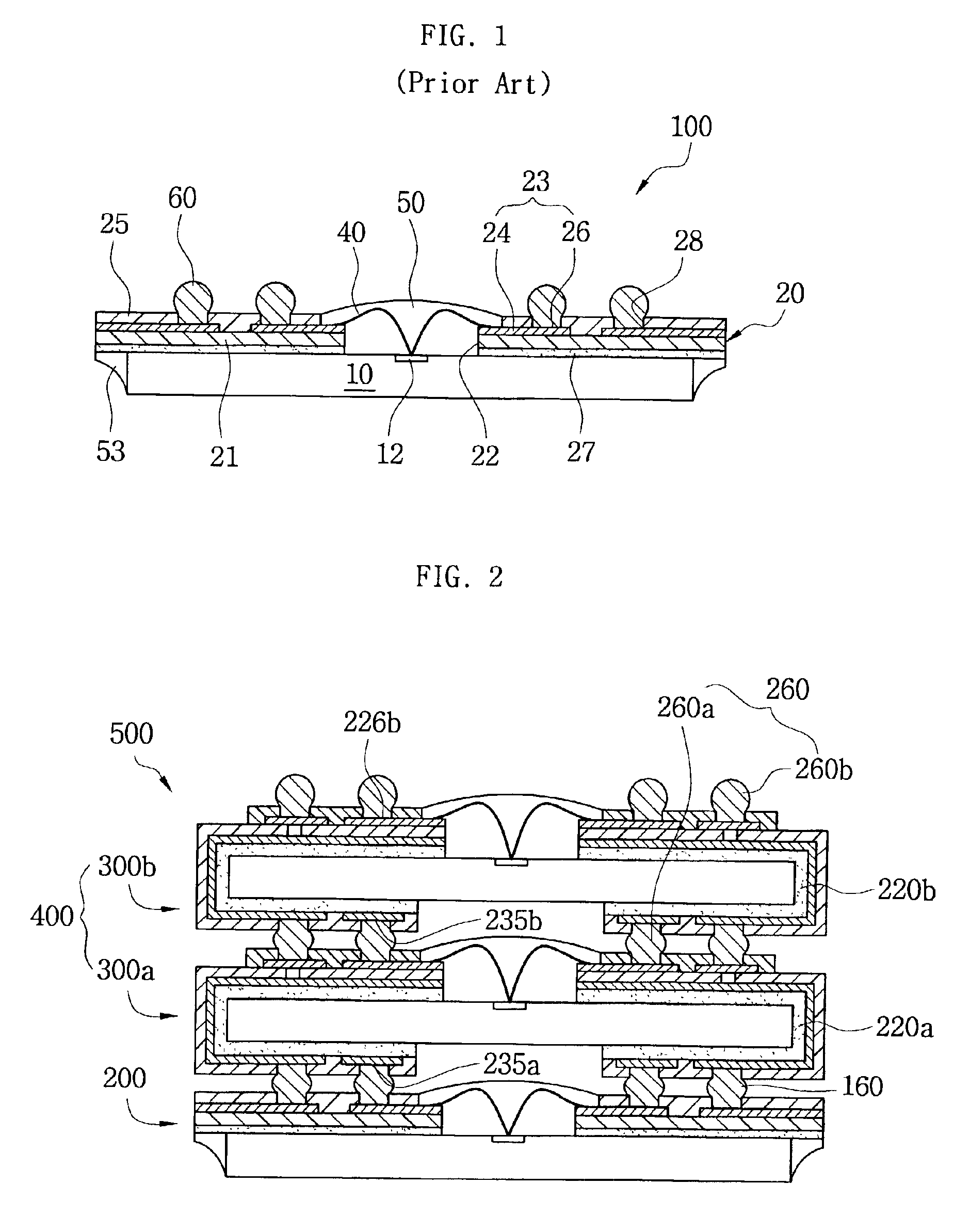 Stack package using flexible double wiring substrate