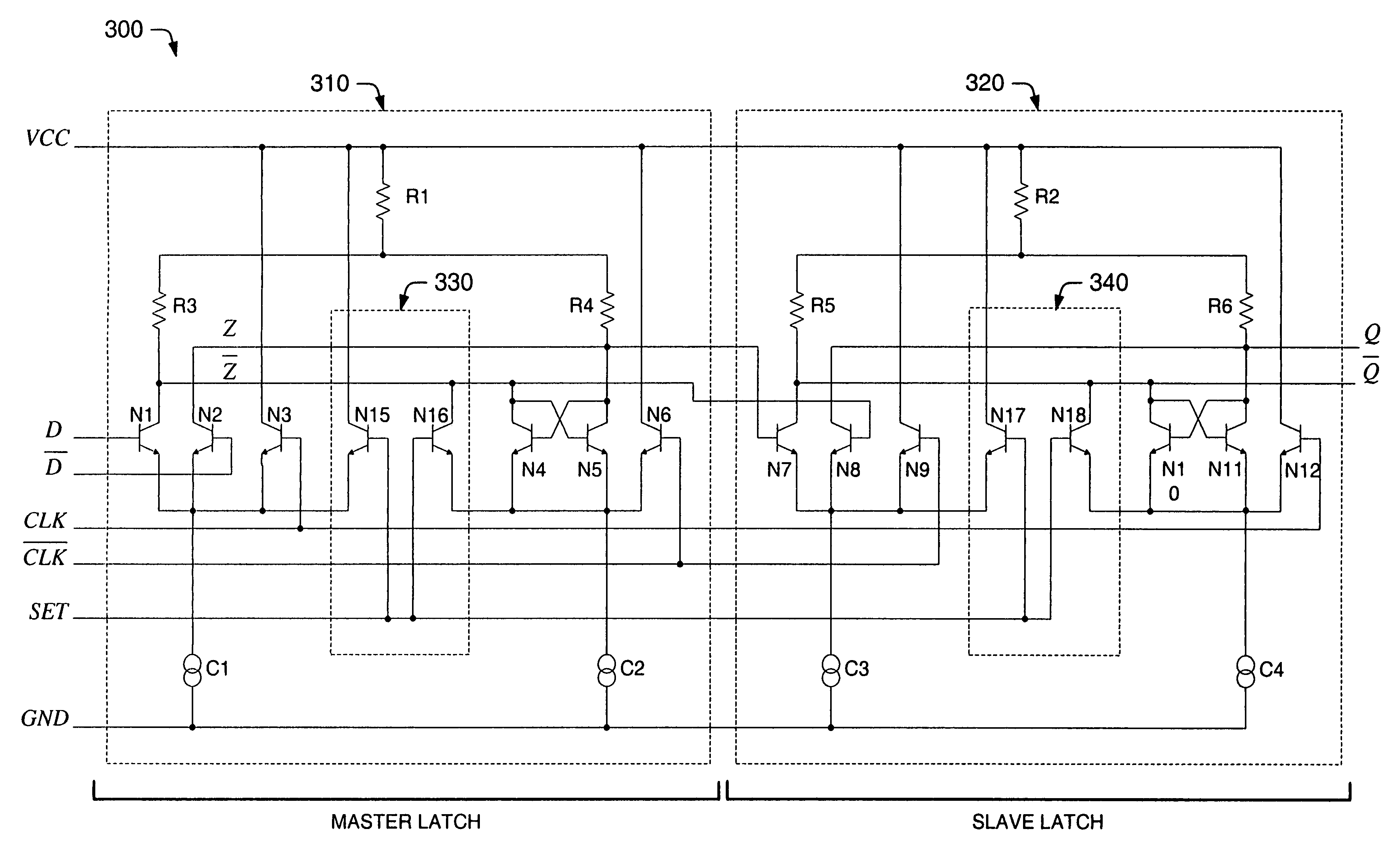 Low voltage logic circuit with set and/or reset functionality