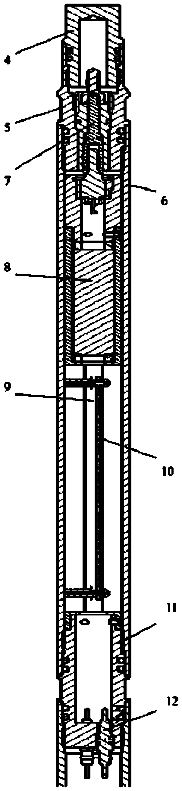 Pushing-leaning type three-arm temperature logging instrument