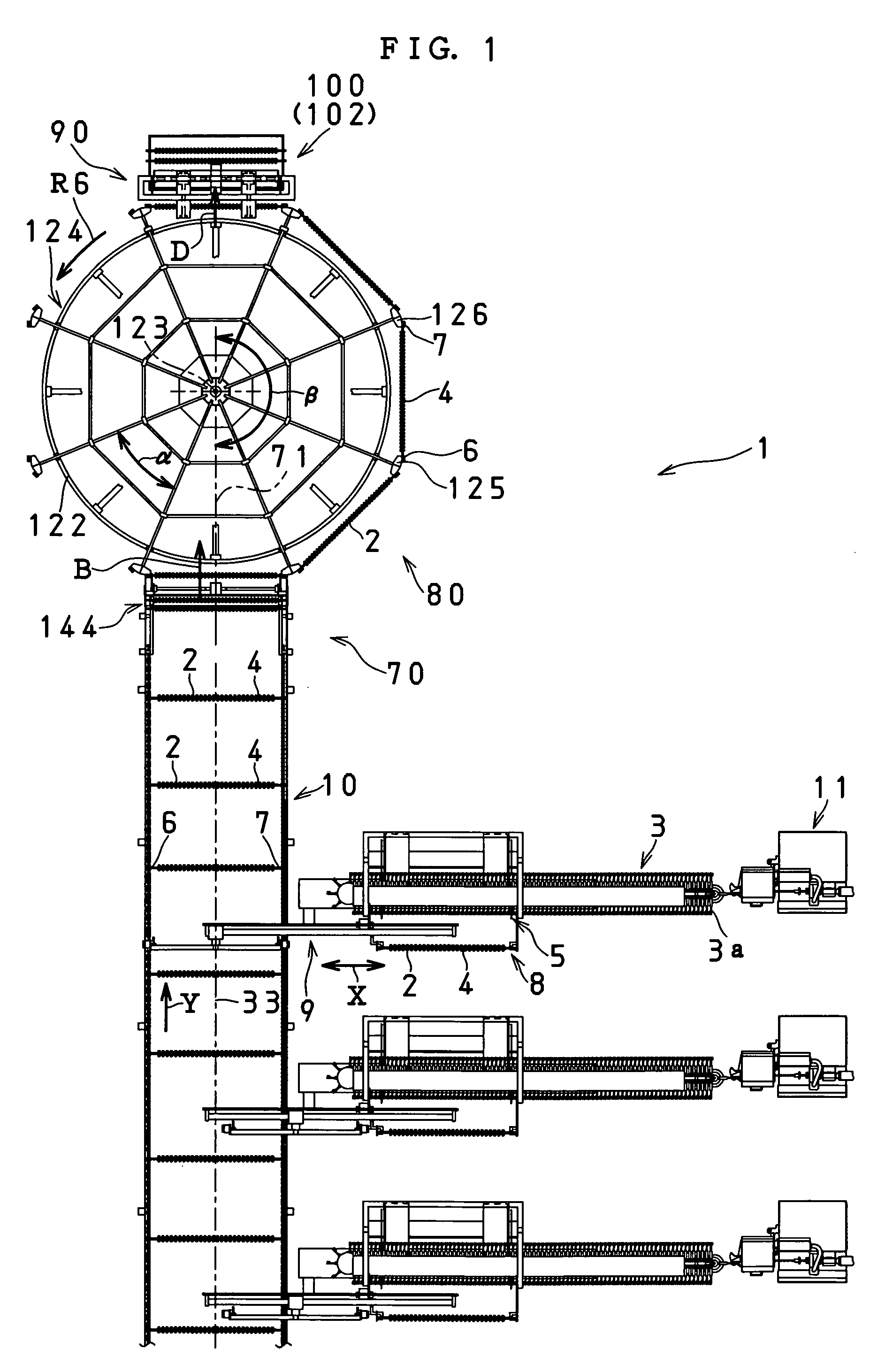 Method and apparatus for transferring a stick with a food product such as a sausage suspended therefrom