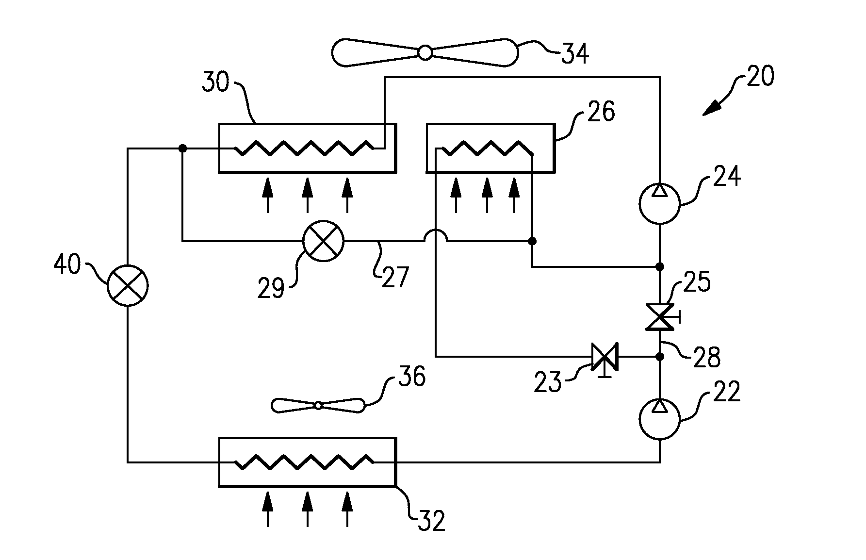 Refrigerant system with intercooler and liquid/vapor injection