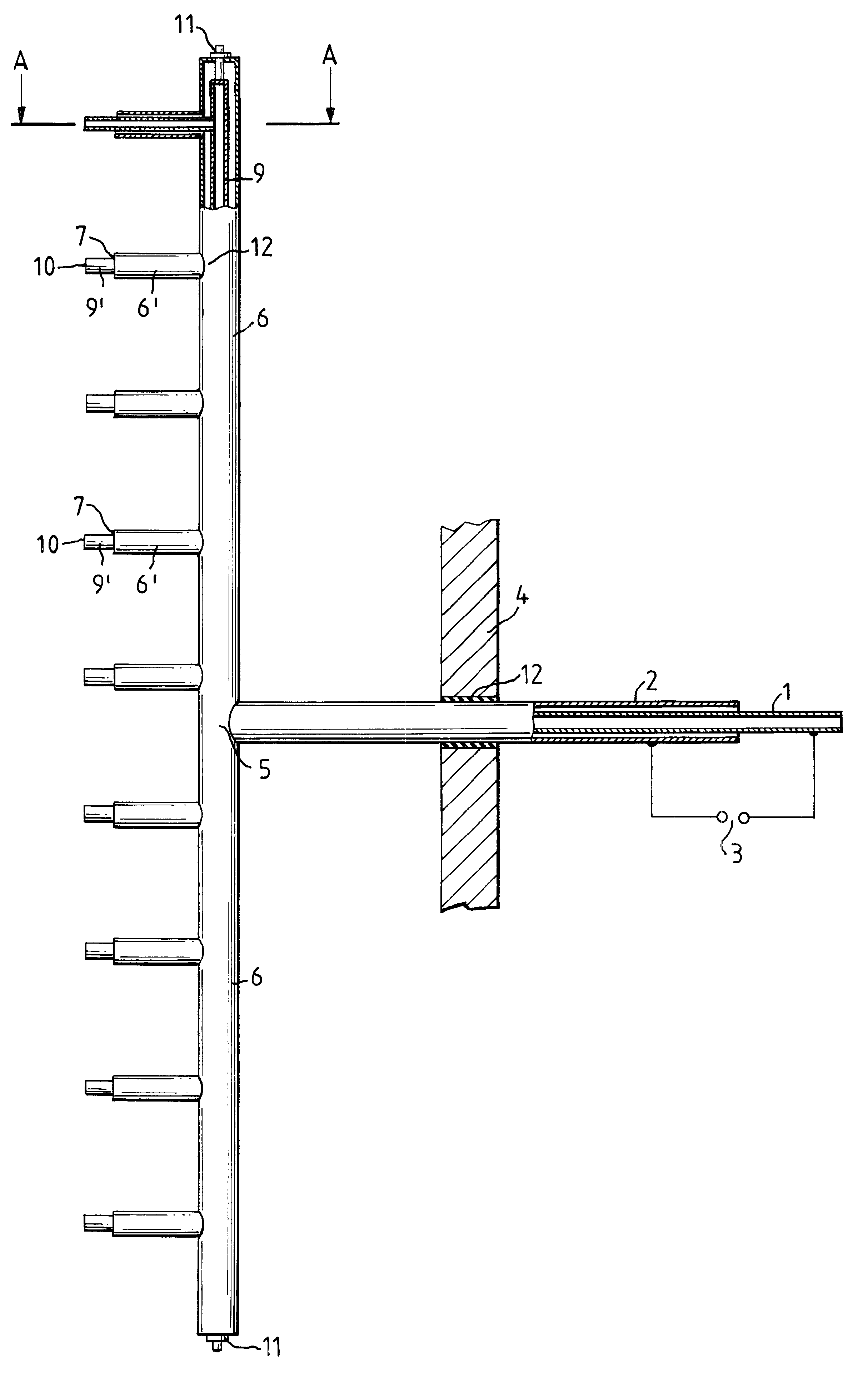 Method for transporting at least one vaporous substance through the wall of a vacuum chamber and into the vacuum chamber and a device for executing and utilizing the method