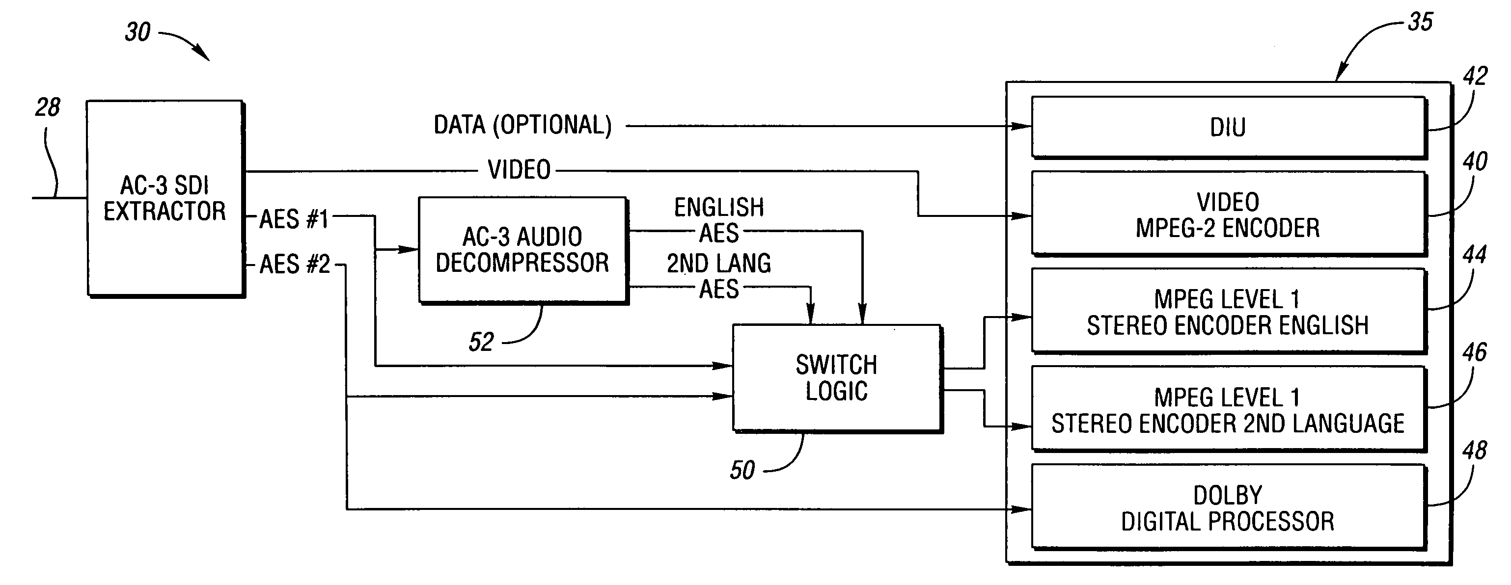 Delivery and transmission of dolby digital AC-3 over television broadcast