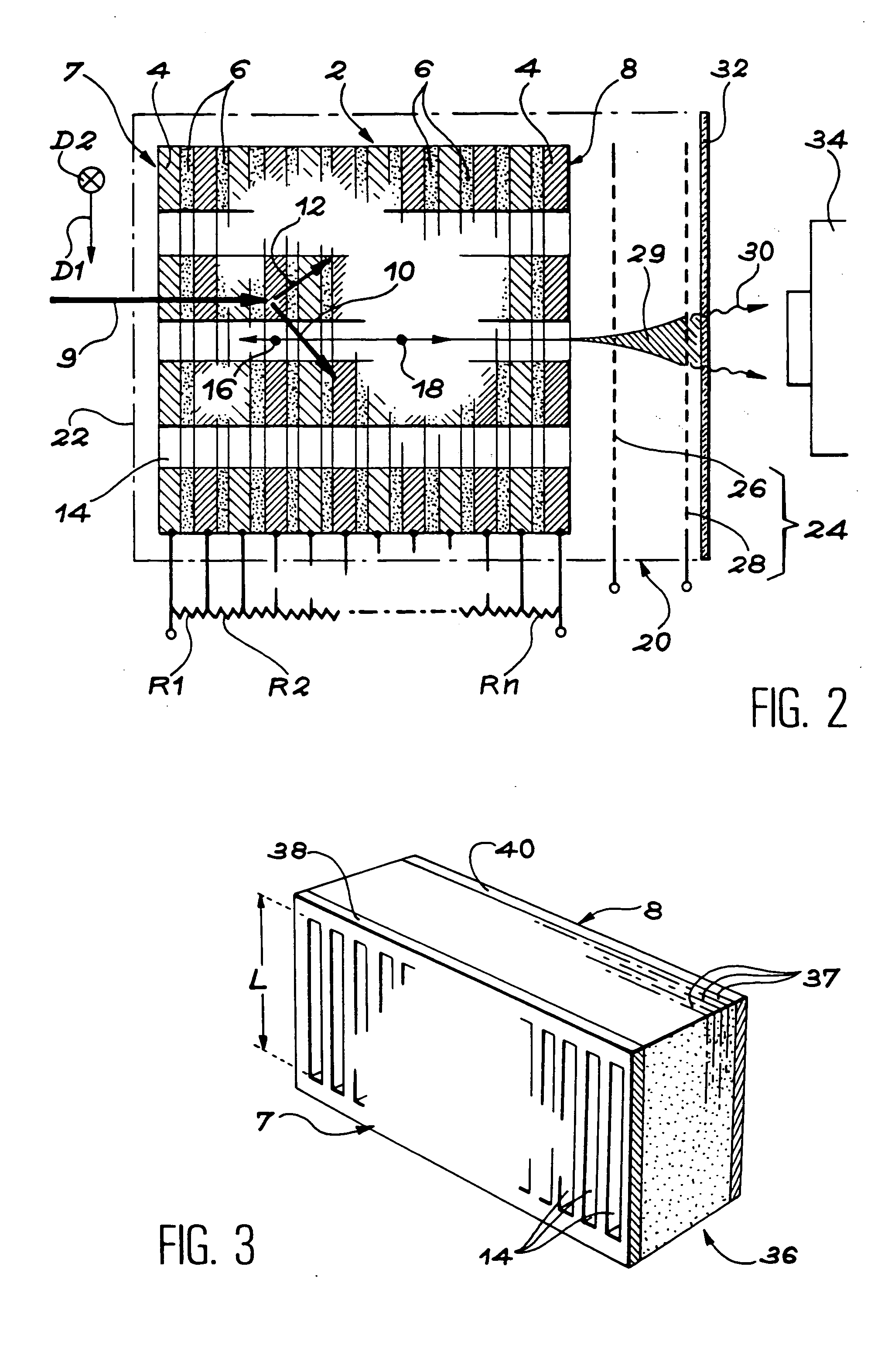 Bidimensional detector of ionizing radiation and manufacturing process for this detector