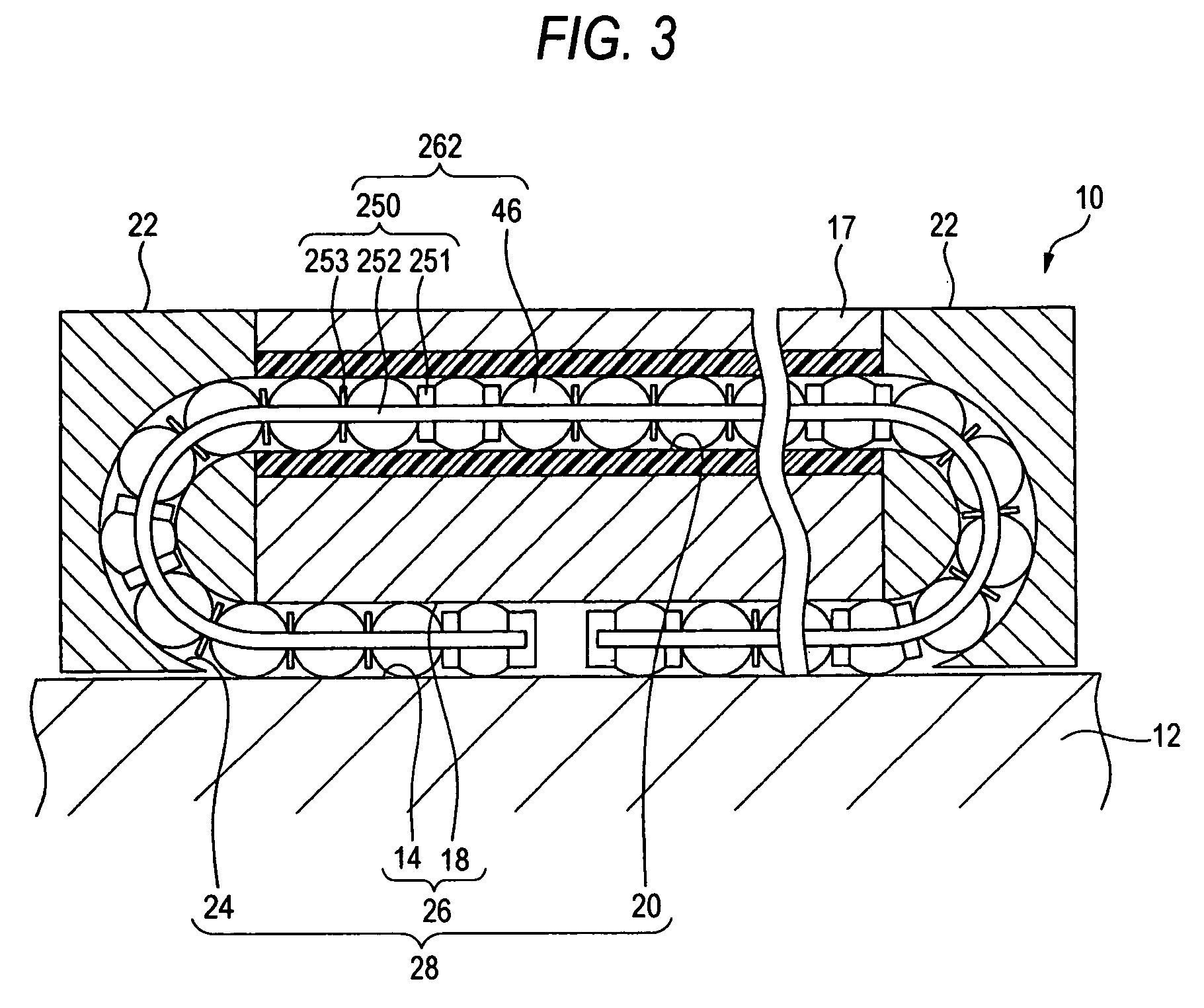 Linear guide device and rolling element accommodating belt for the same