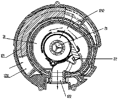Draught fan device and breathing machine with same