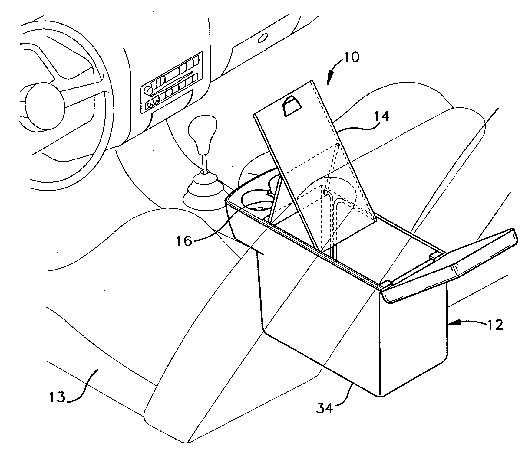Expandable writing panel for a vehicle console