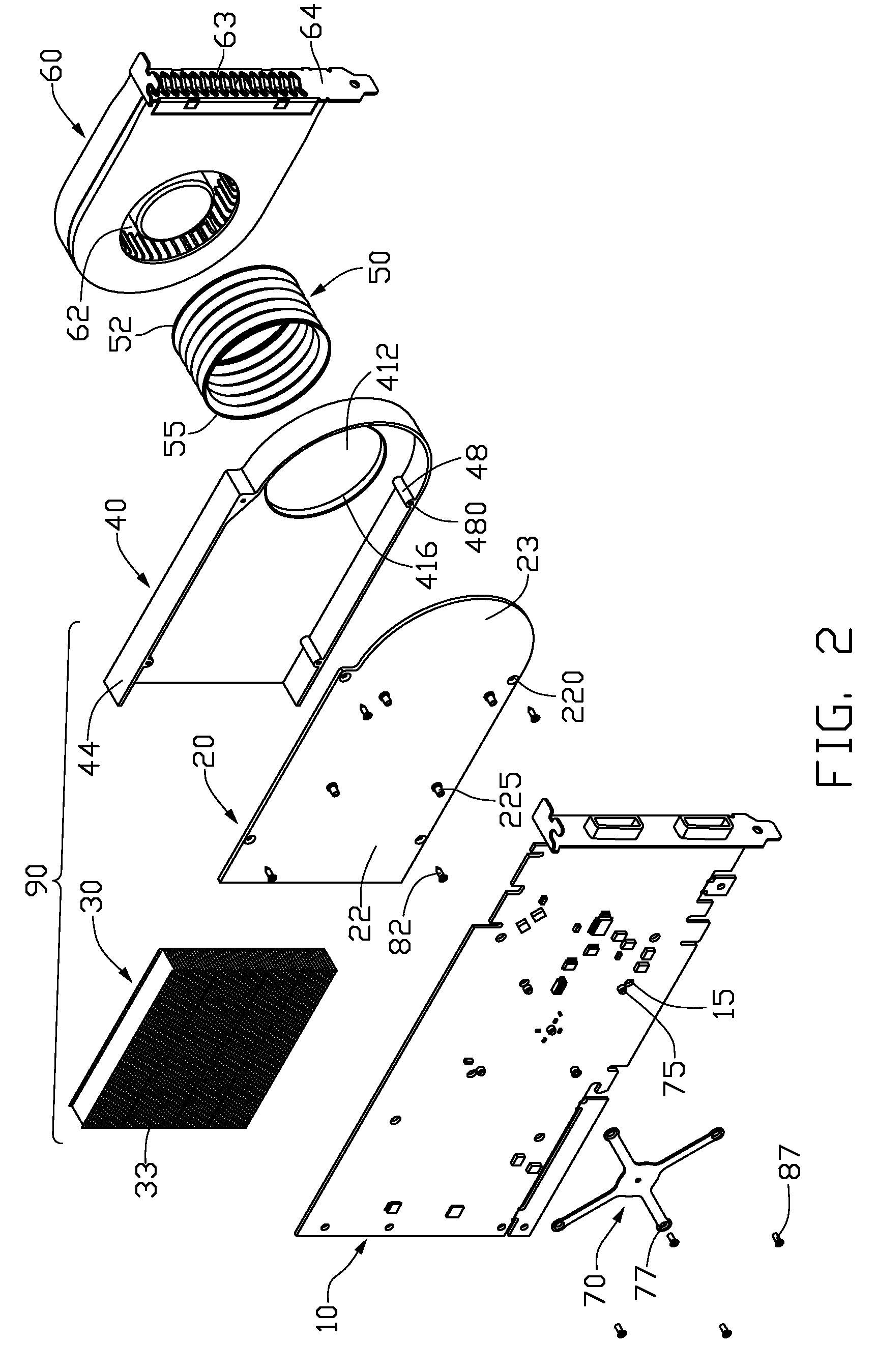 Heat dissipation device for computer add-on cards