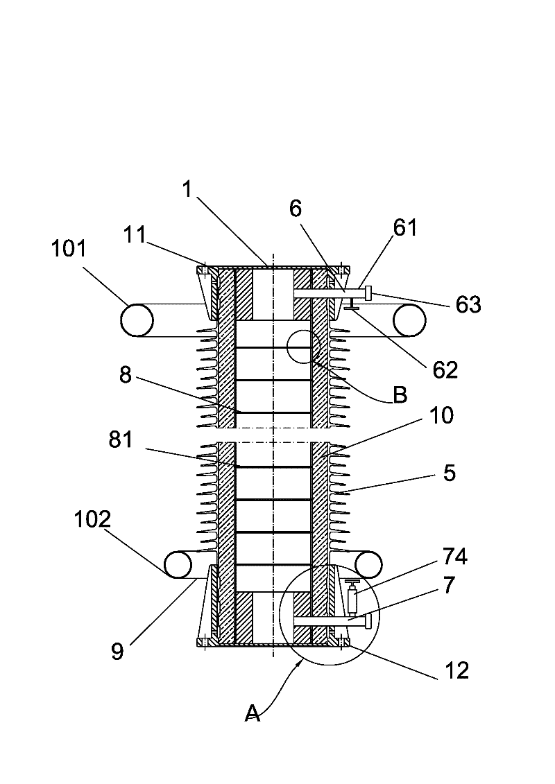 Sectional extra-high-voltage composite post insulator with inner umbrella structure