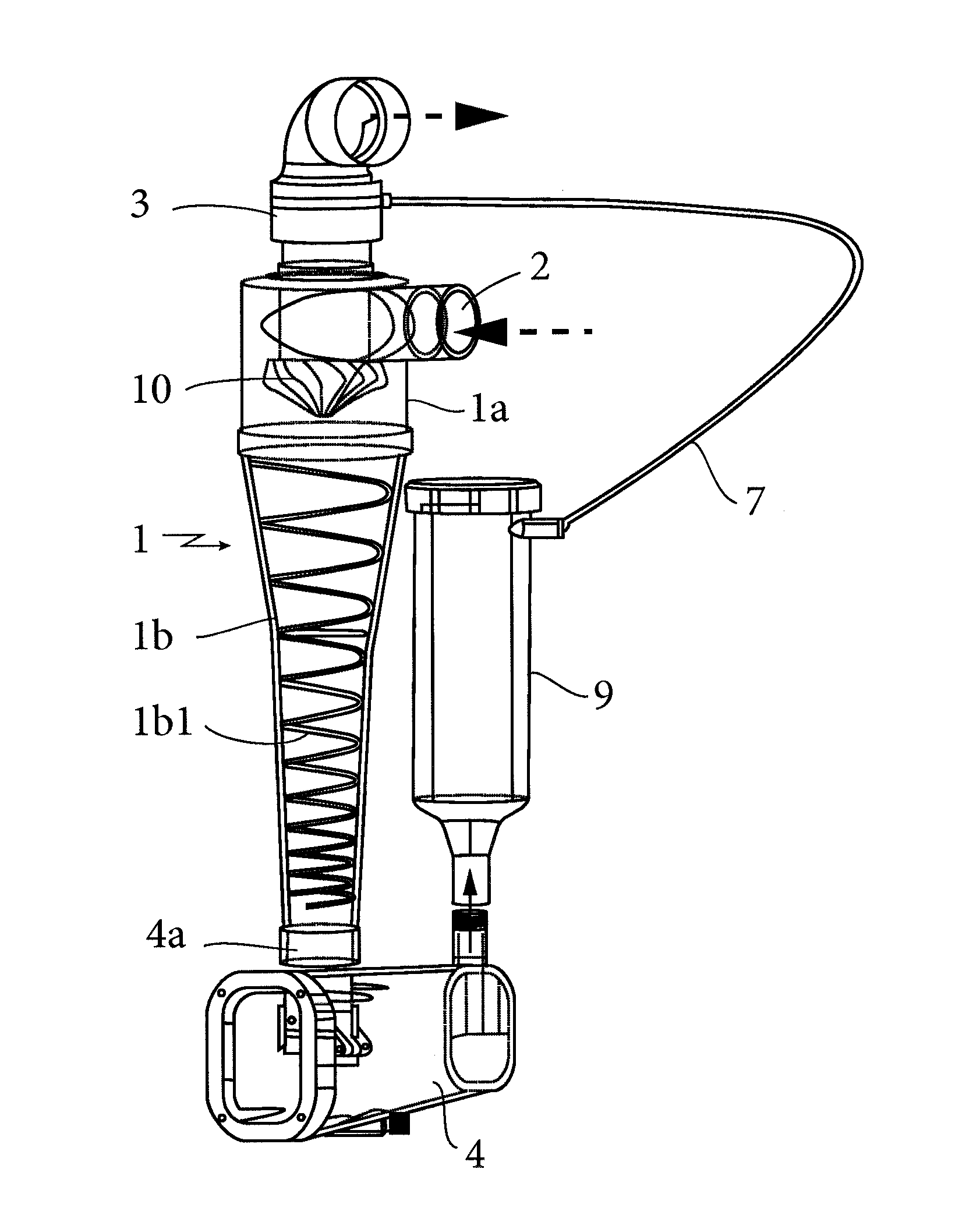 Device for filtering a liquid by cyclonic effect