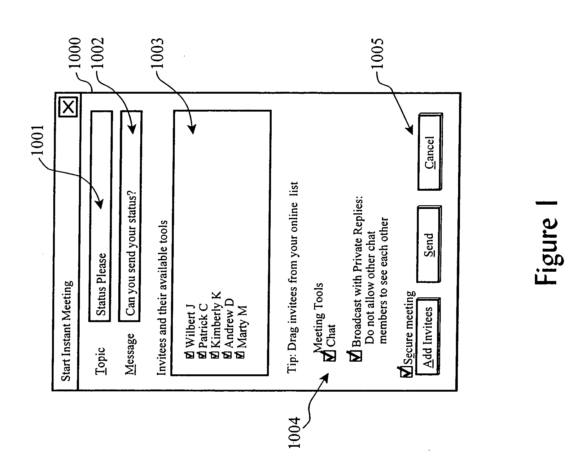 Broadcast with private reply control in a real-time messaging system