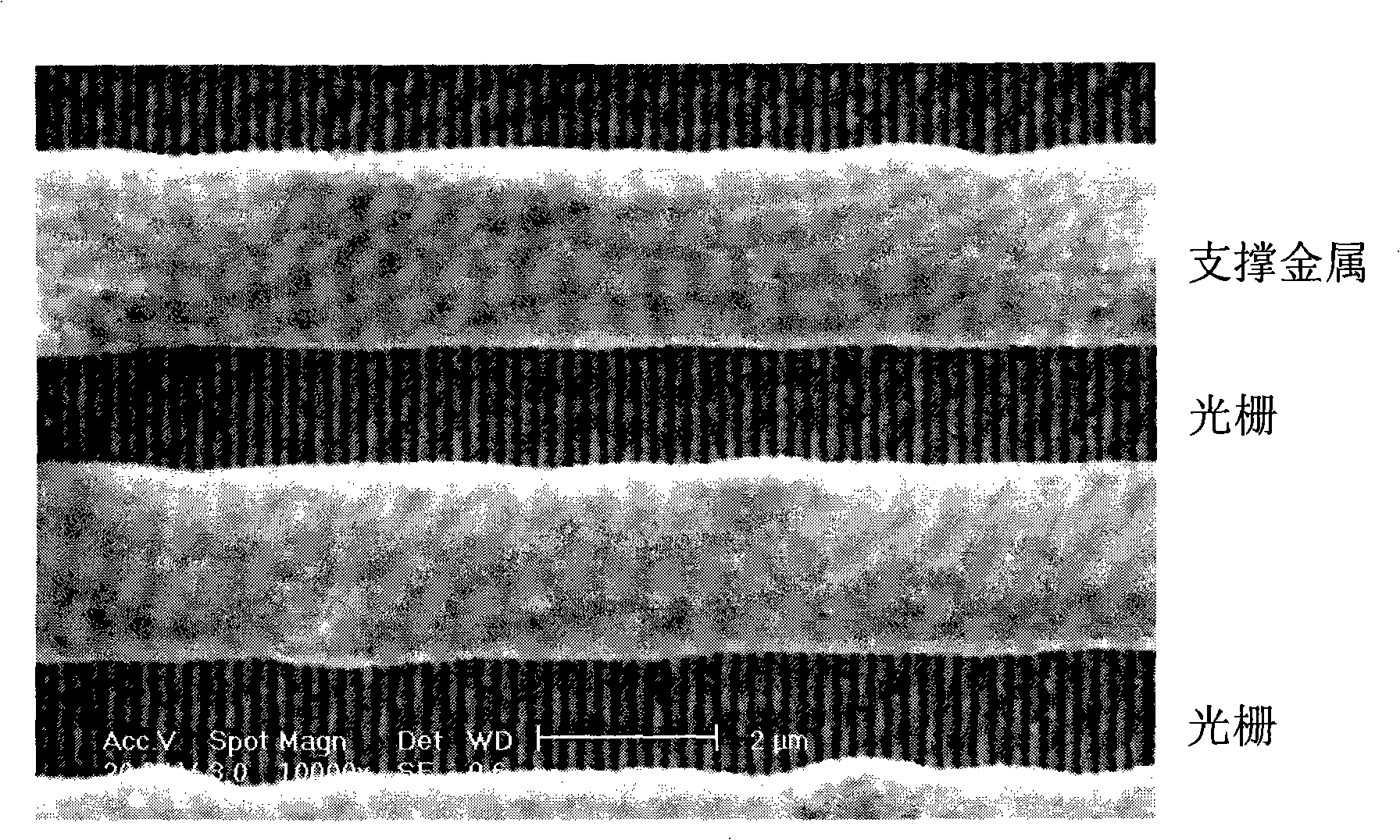 Self-supporting transmission metal grating based on nanometer stamping technology and its preparation method