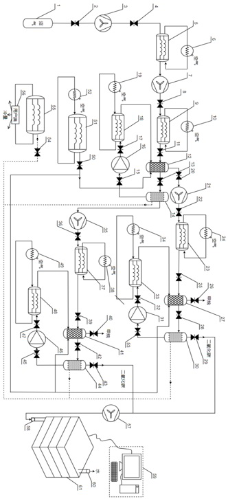 Coupled cold storage device for separating and sealing CO2 in mixed gas by hydrate method