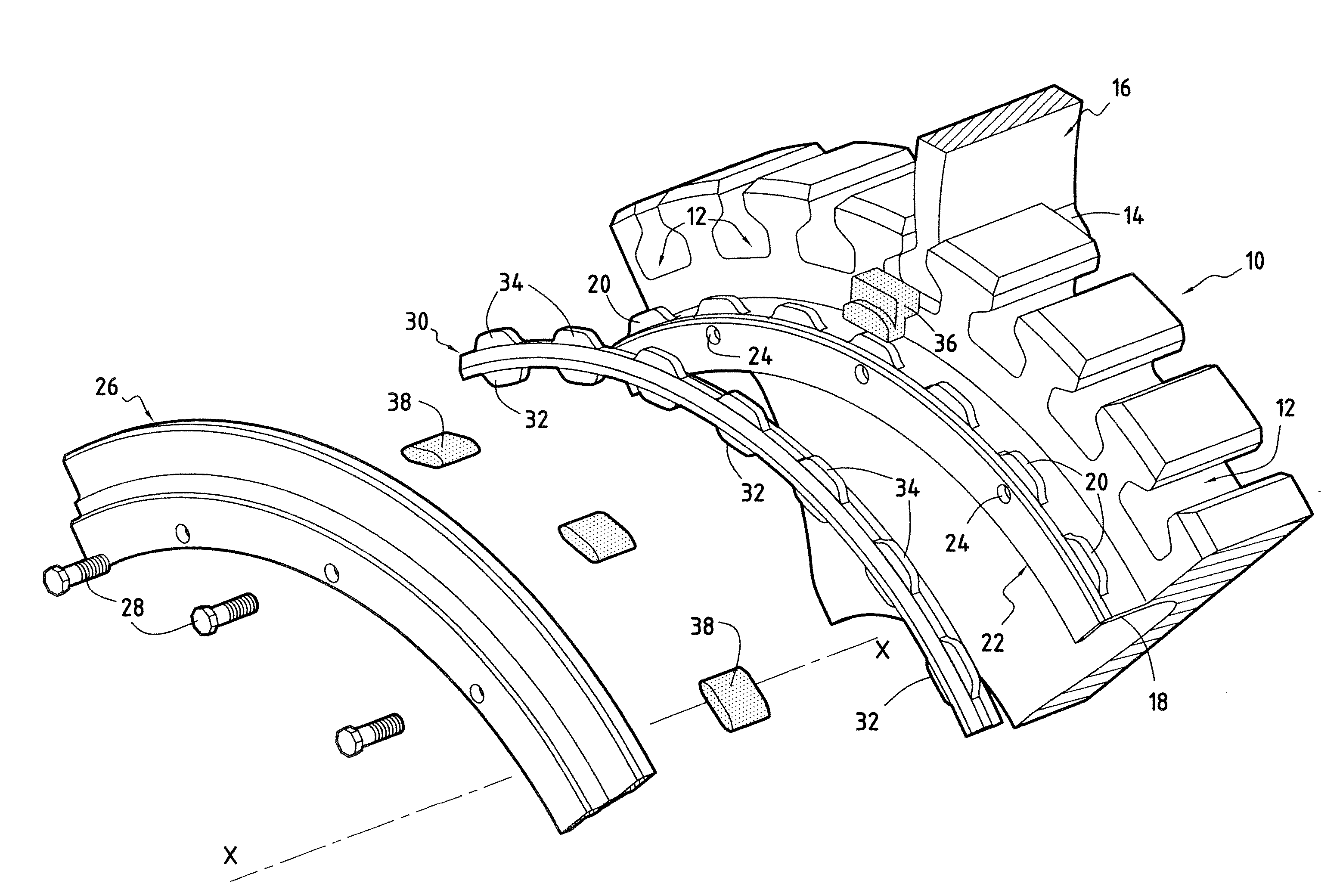 A device for damping vibration of a ring for axially retaining turbomachine fan blades